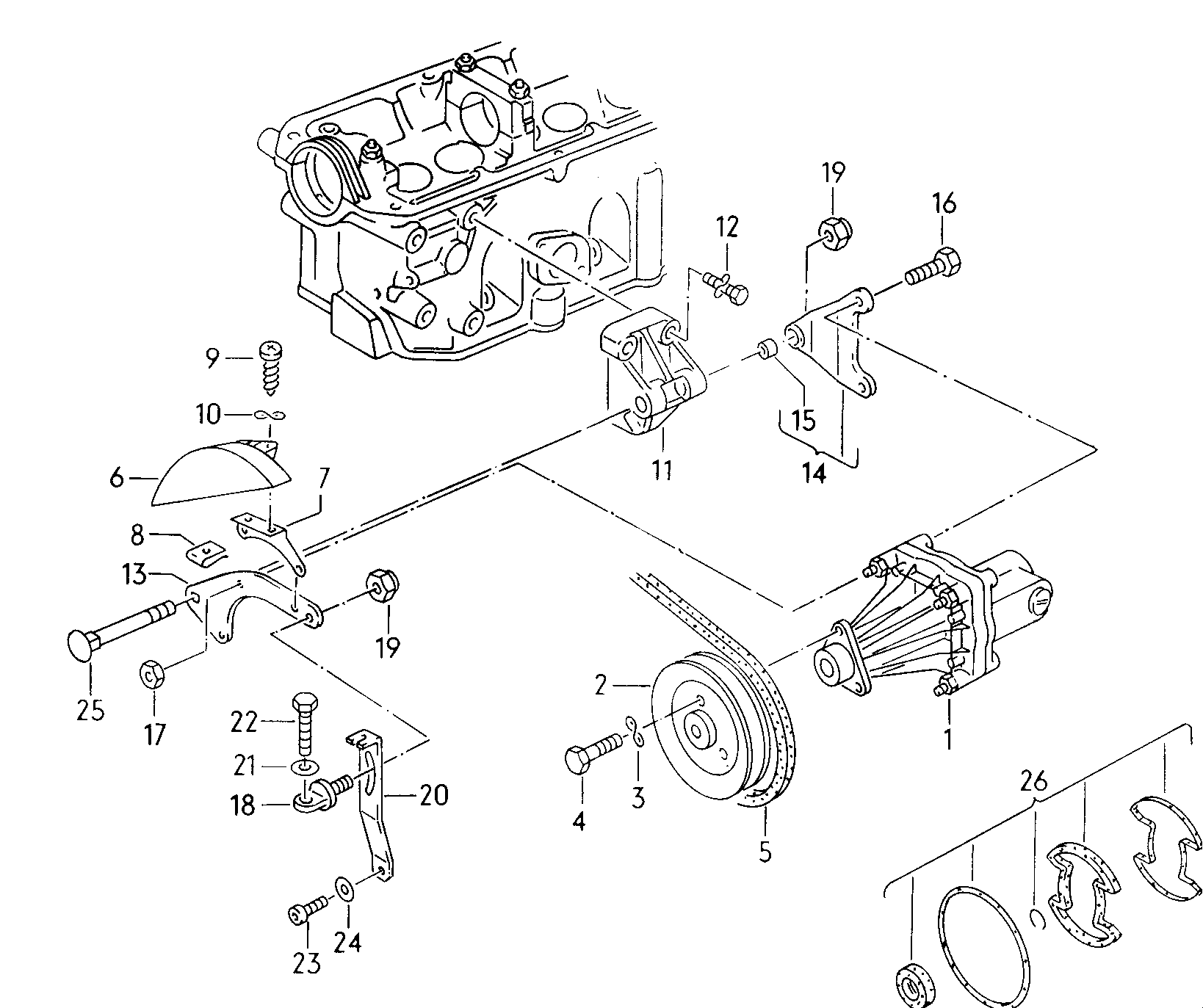 pompe a ailettesp. direction assistee  - Audi 80/90/Avant - a80