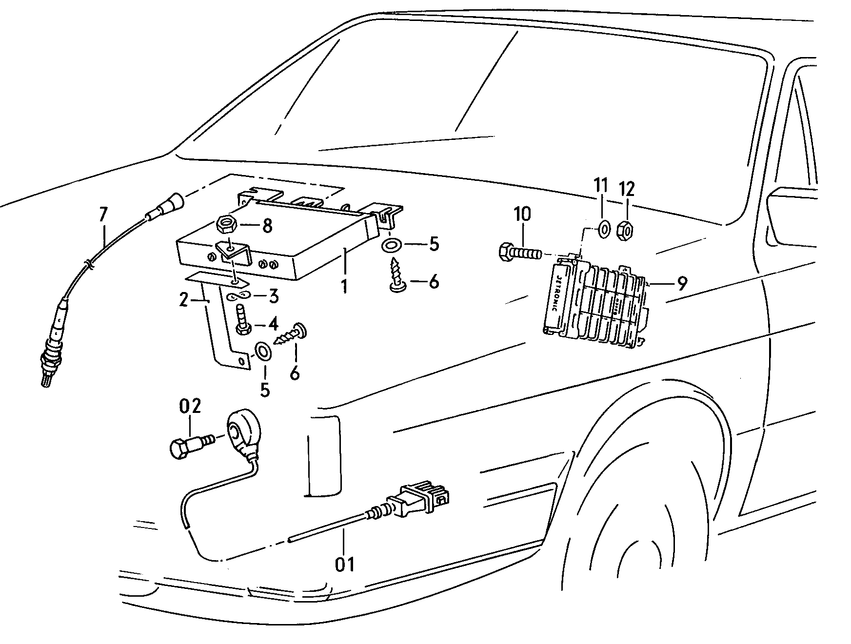 Calculateur du moteurSonde lambdaDetecteur de cliquetis  - Audi Coupe - aco