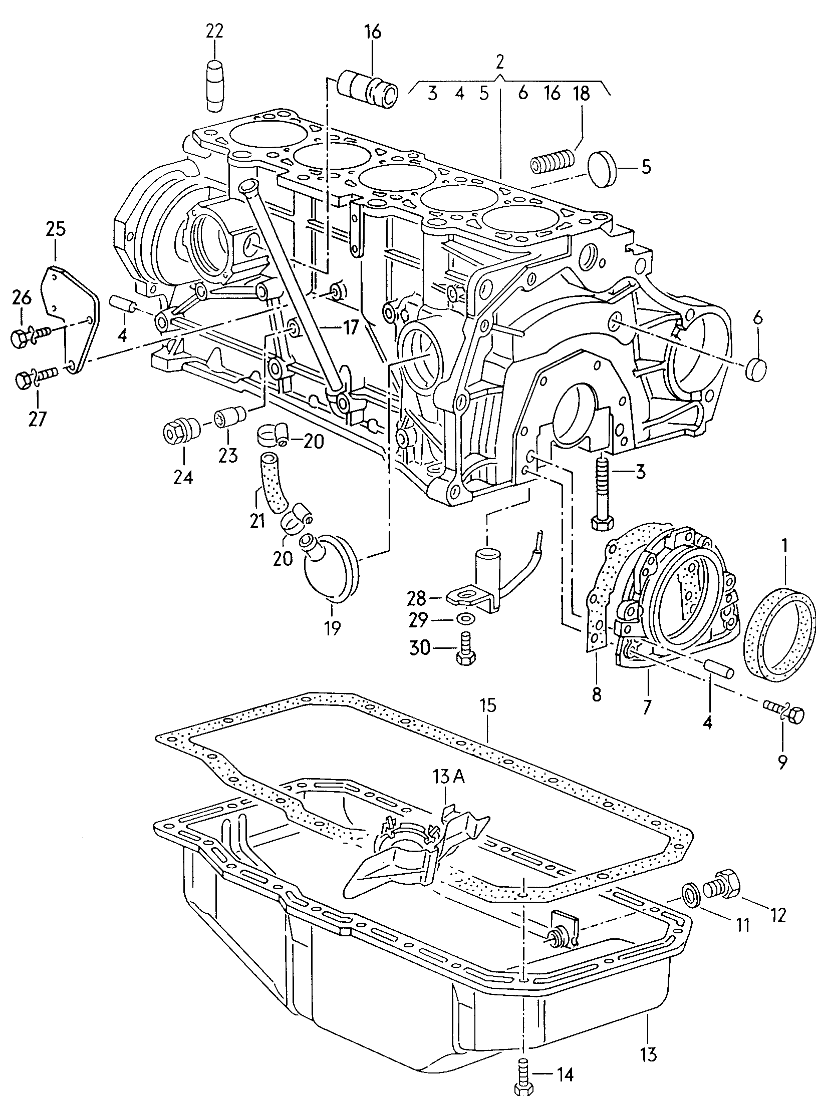 monoblocco con pistonicoppa olio 2,0-2,3l - Audi 100/Avant - a100