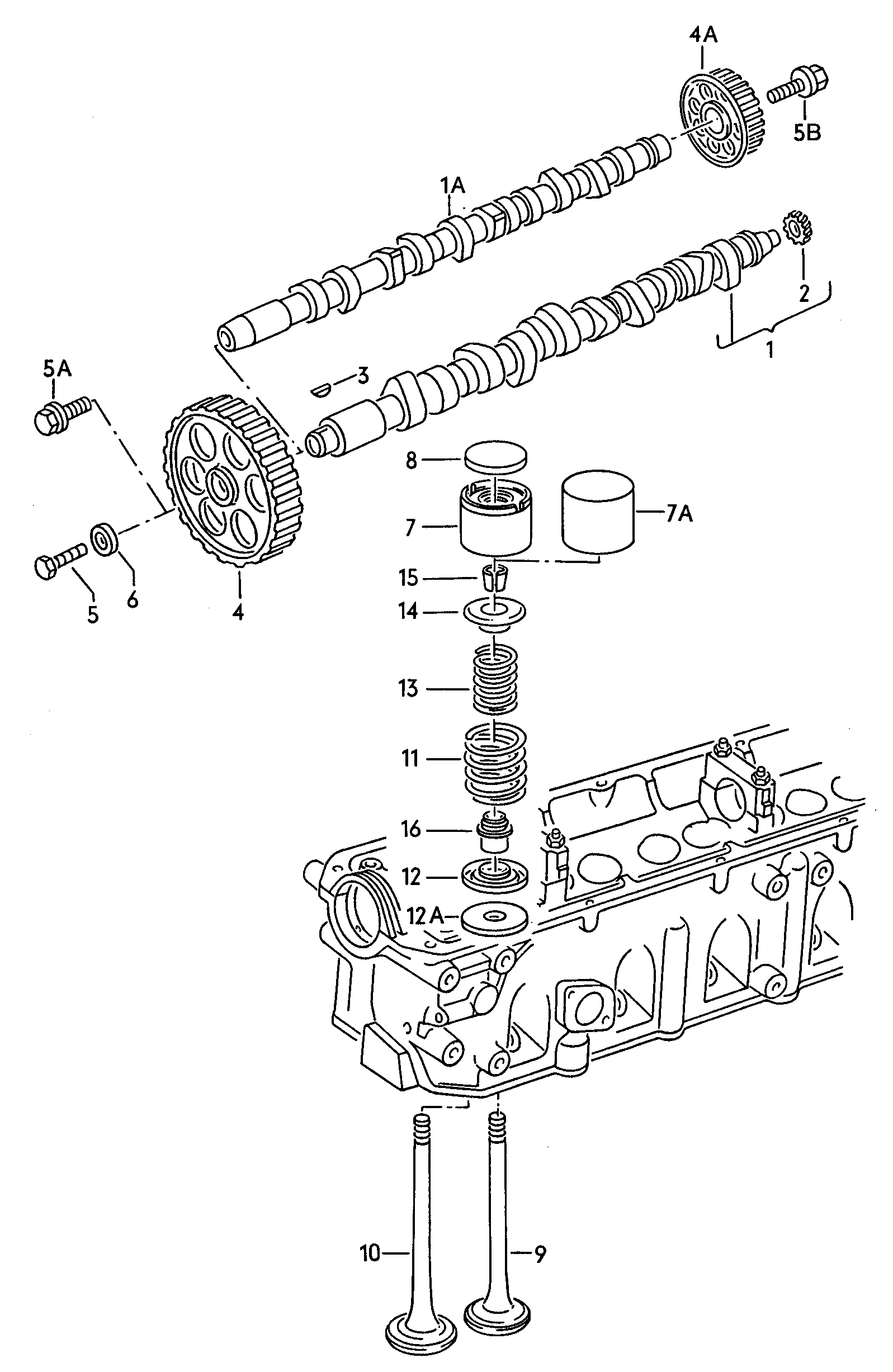 Pаспределительный вал, клапаны 2,0-2,5 л. - Audi 100/Avant - a100