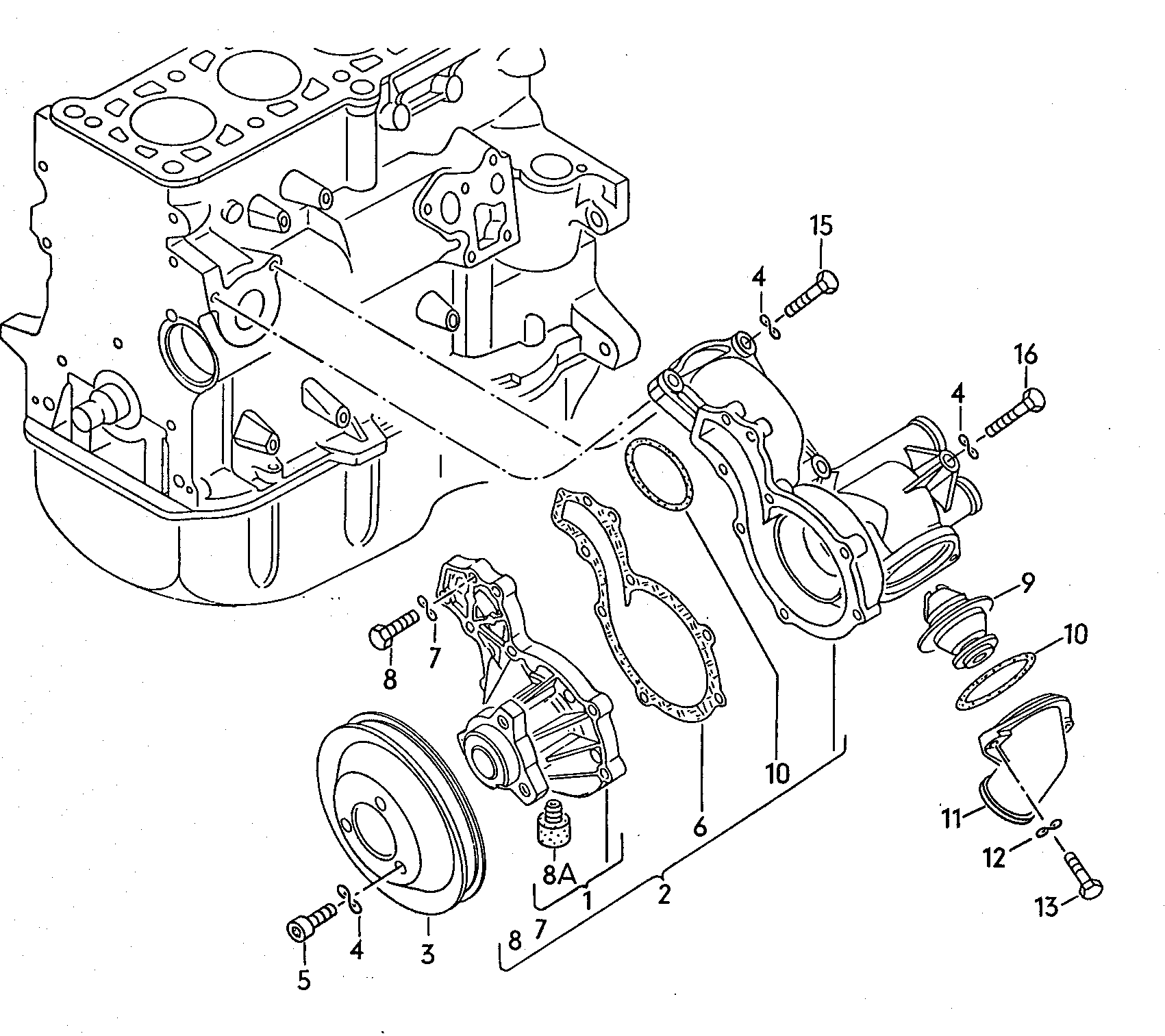 Coolant pump 1.6ltr. - Audi 5000 - a50