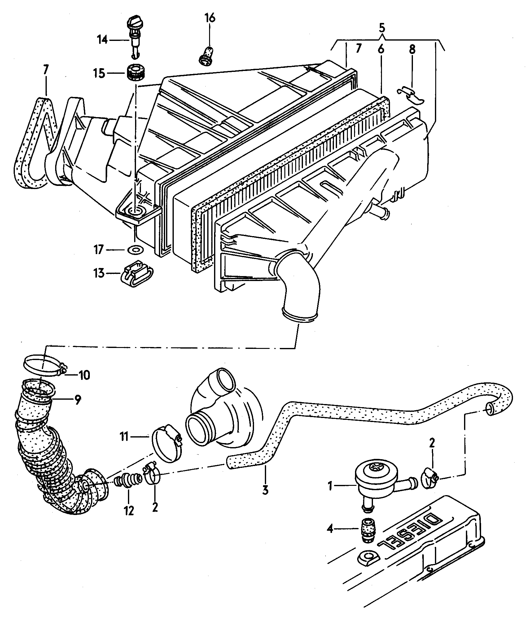 Filtr powietrzaZawór regulacji ciśnienia 2,0 l - Audi 100/Avant - a100
