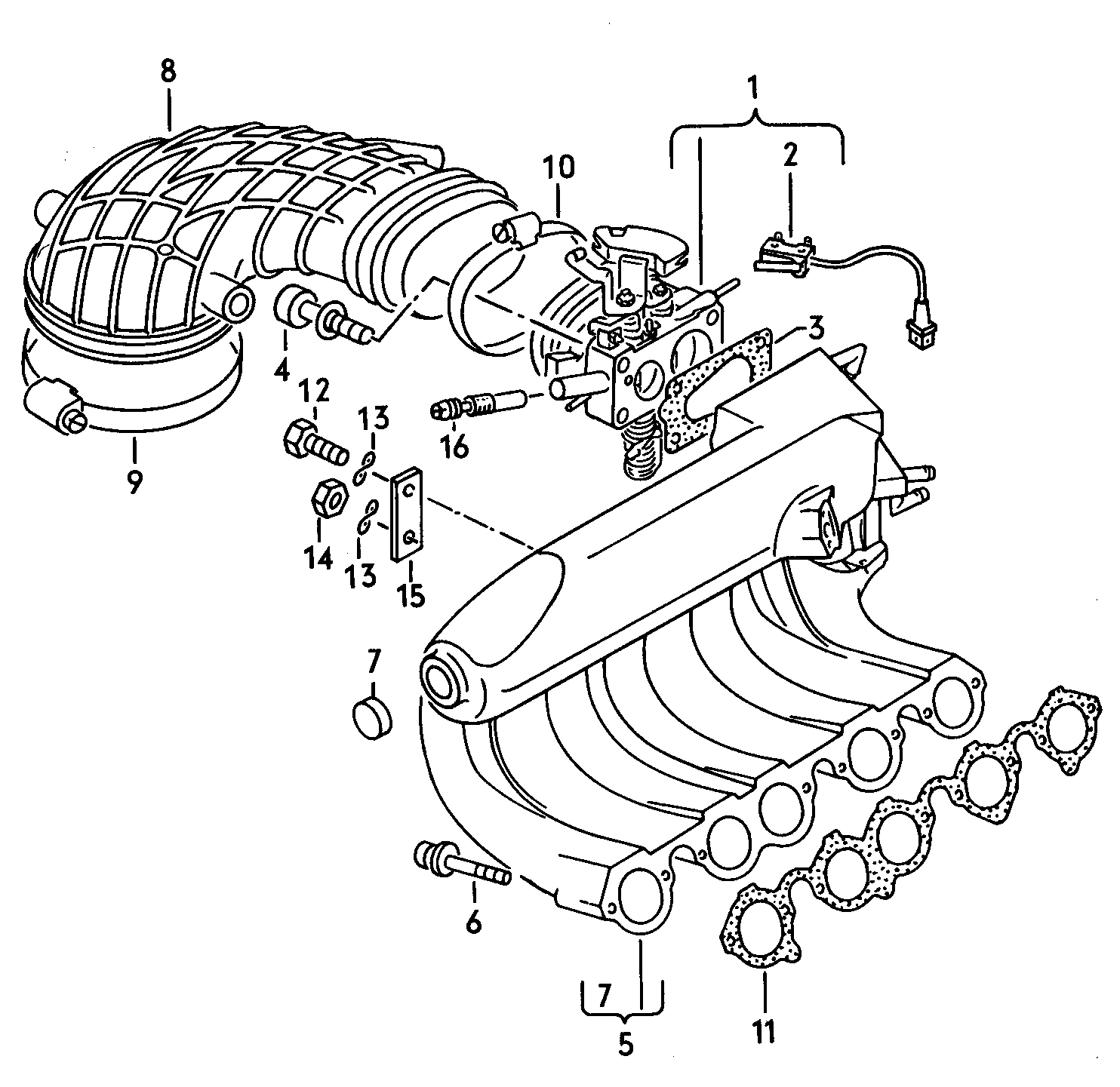 tubuladura mariposa gasescolector de admision 2,23l - Audi 100/Avant - a100