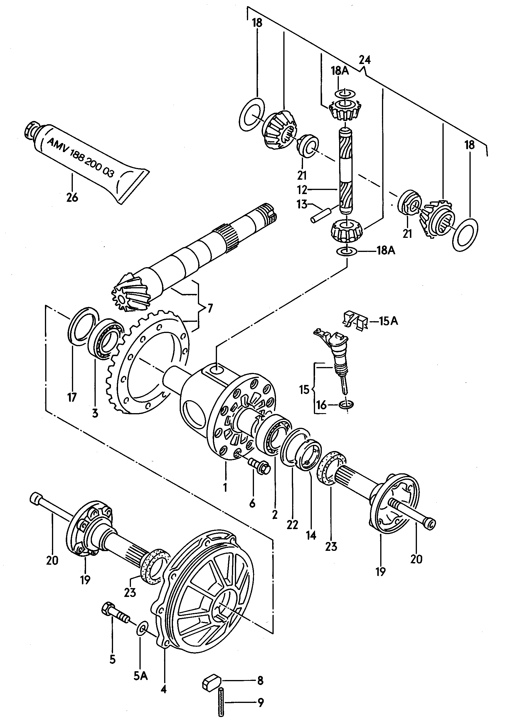 Boitier de differentielcouple coniquep. boite mecanique 5 vit.  - Audi 100/Avant - a100