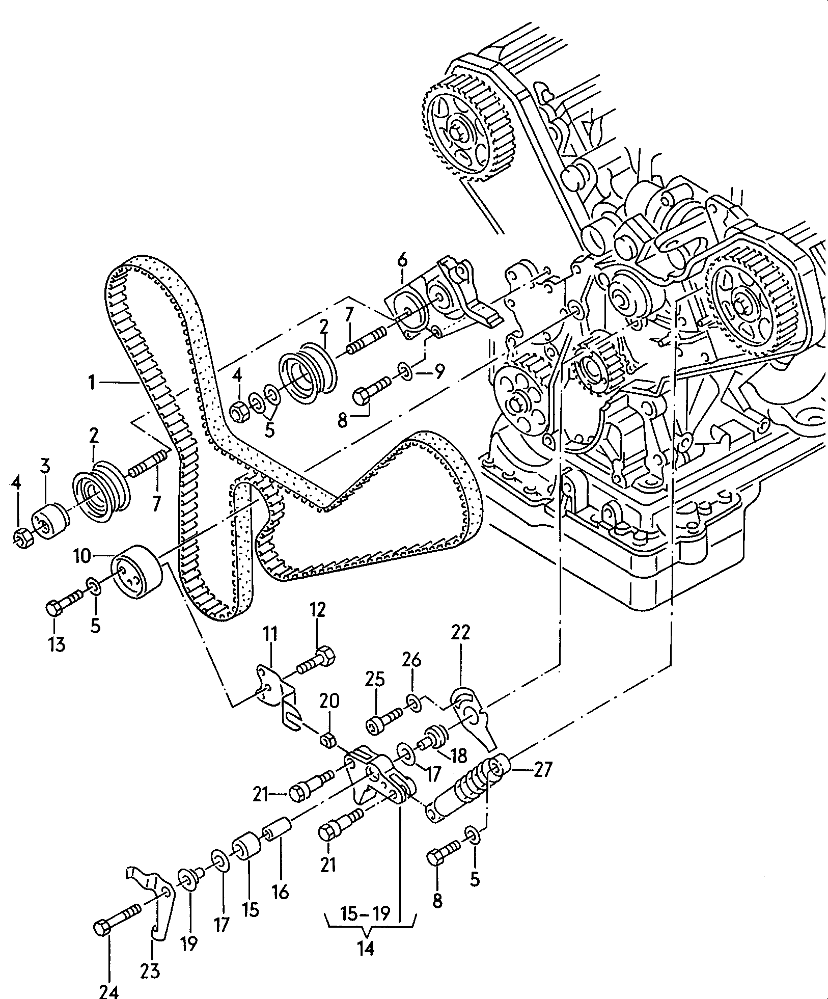 toothed belt  - Audi V8 - v8