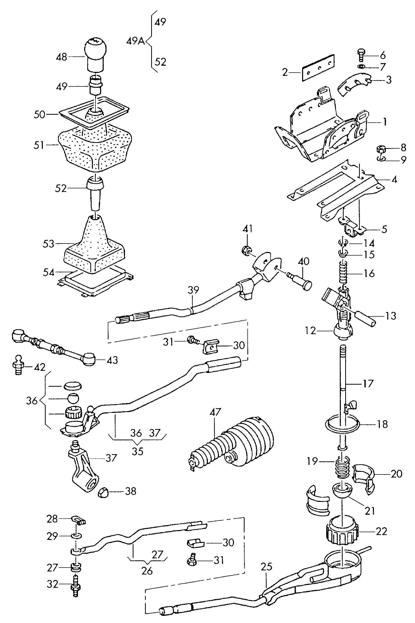 Selector mechanism<br> F 4C-N-000 001>>  - Audi V8 - v8