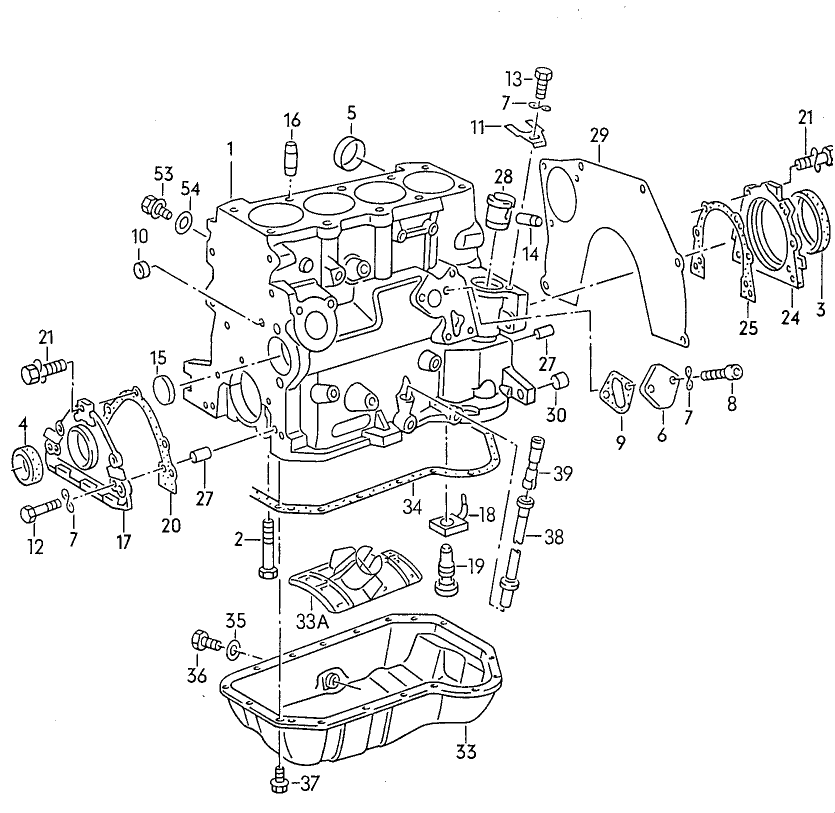 cylinder block with pistons  - Audi 100/Avant quattro - a10q