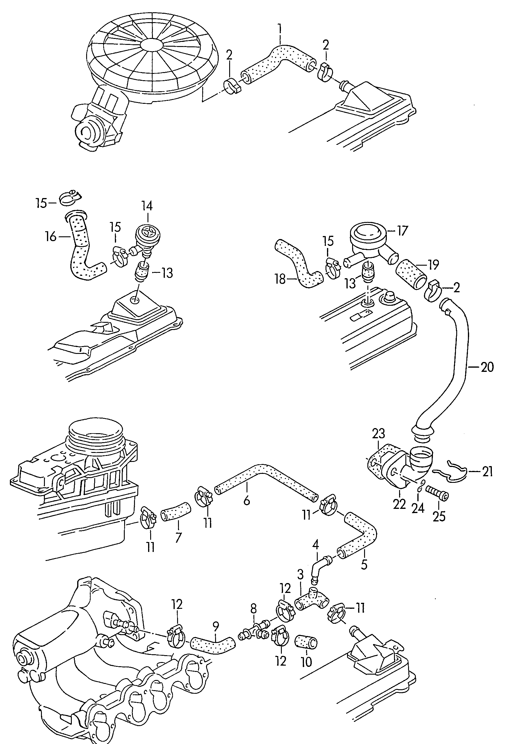 Вентиляция<br>клапанной крышки 1,6-1,9л - Audi 80/90/Avant - a80