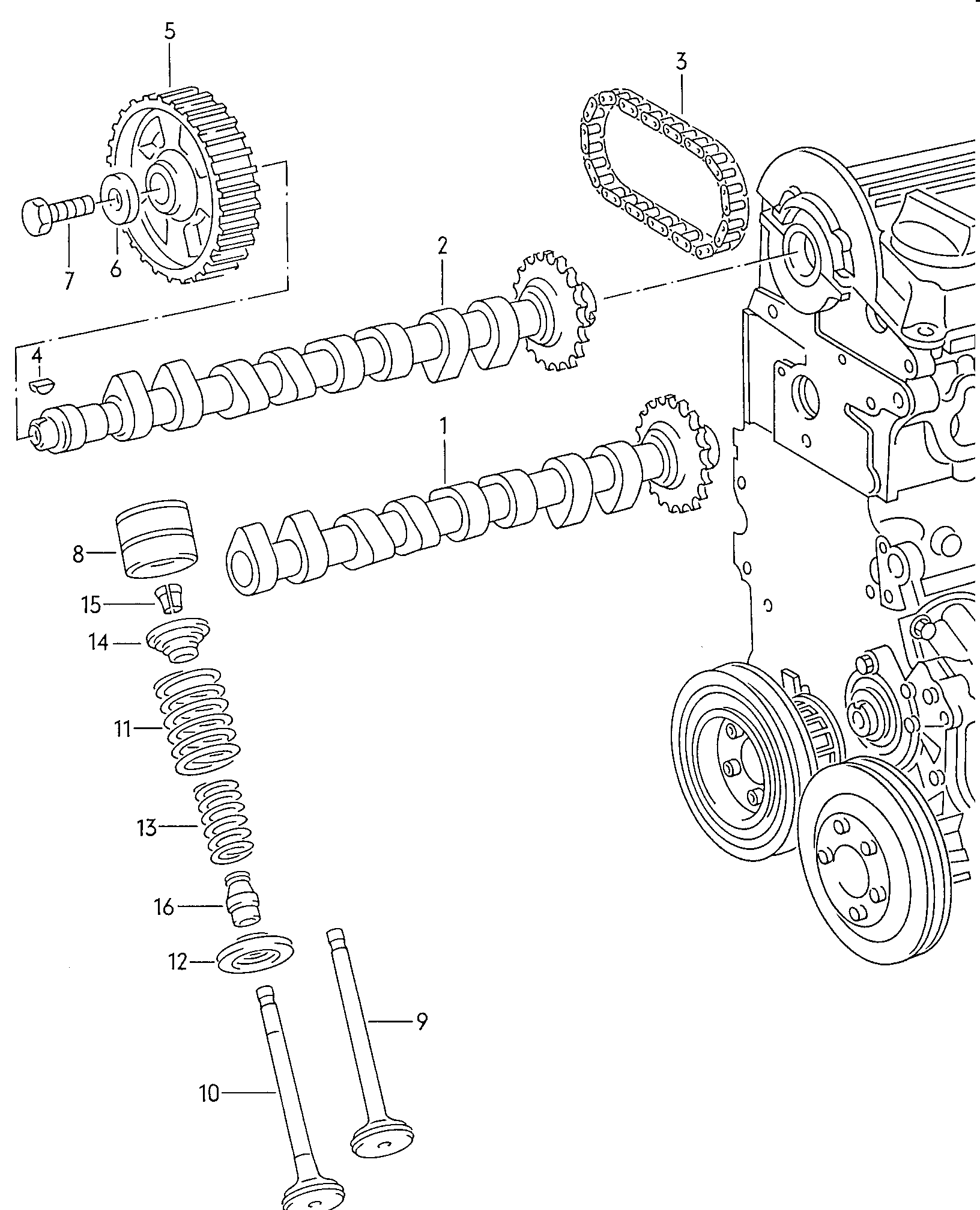 camshaft, valves 2.0 Ltr. - Audi 80/90 - a80