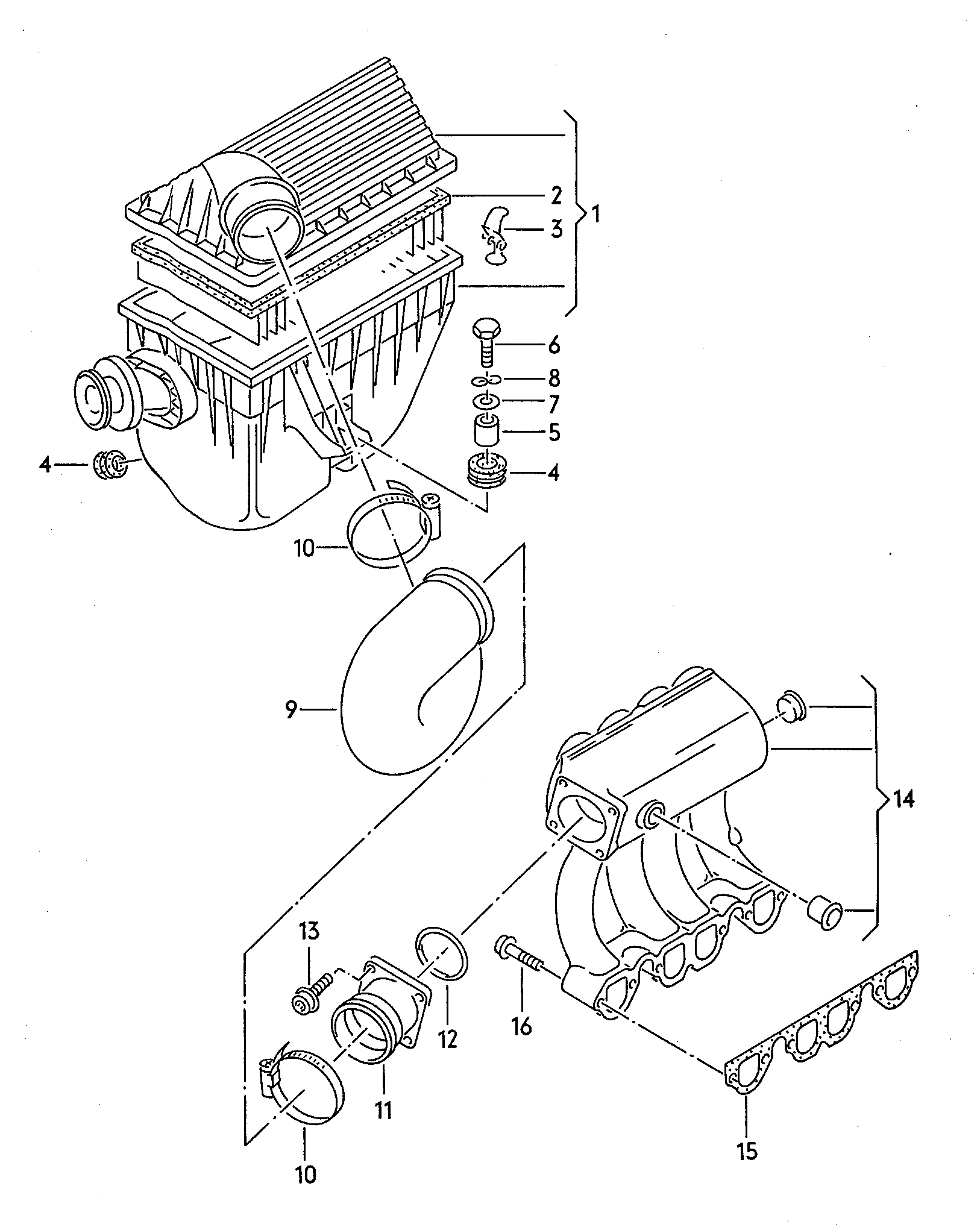 Воздушный фильтрПатрубок впускного тракта 1,9 л. - Audi 80/90/Avant - a80