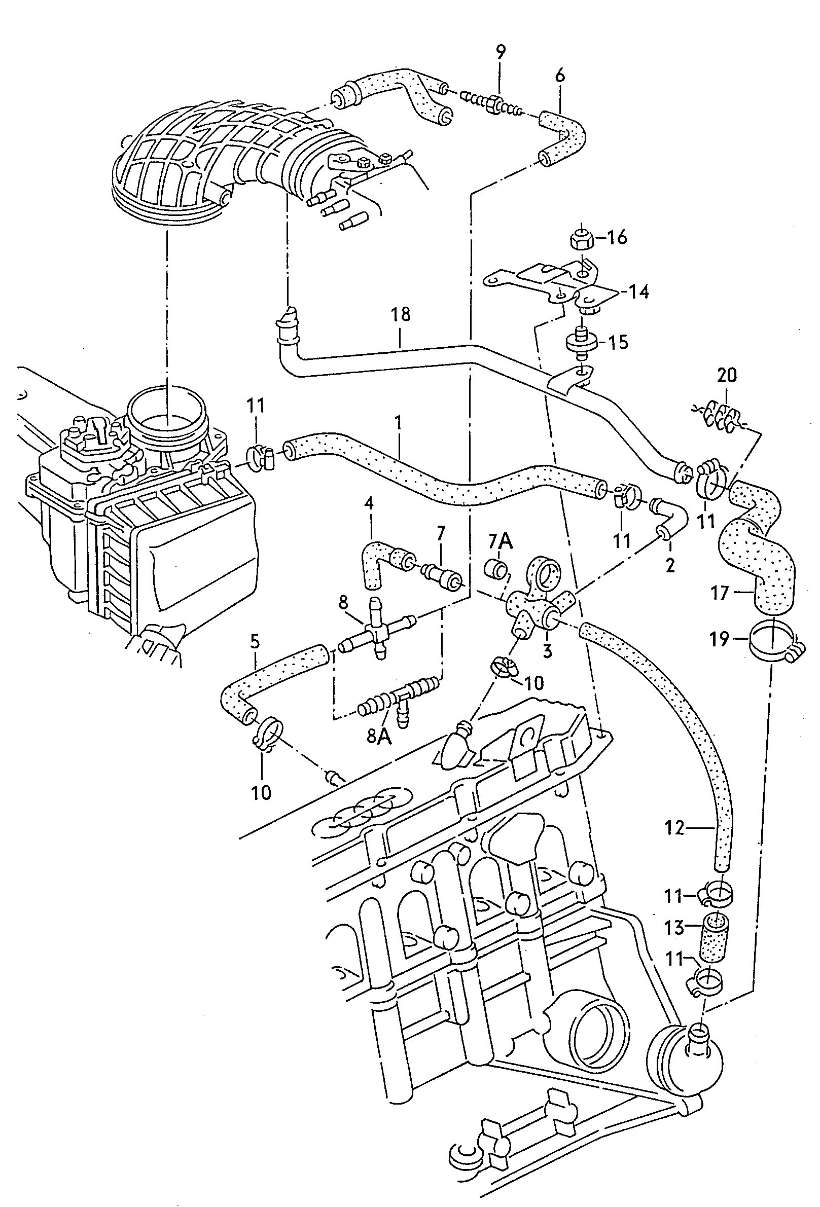 Ventilation for cylinder block 2.0/2.3Ltr. - Audi 100 - a10