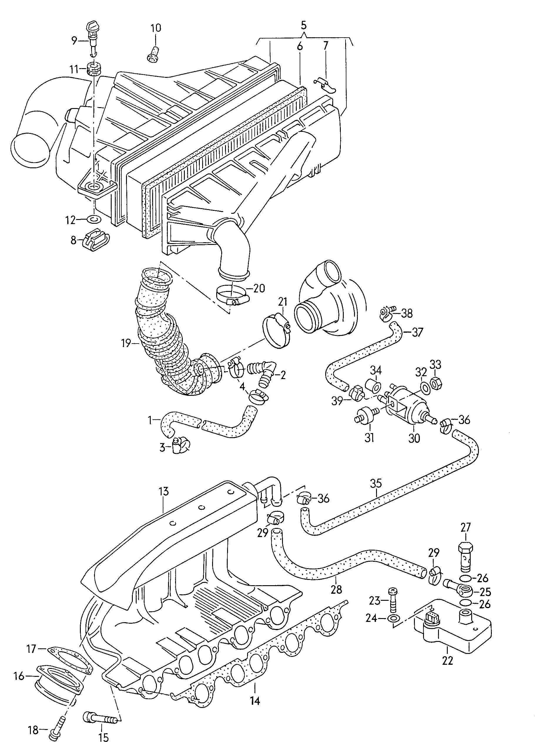 Air filterPressure regulating valveIntake connection 2.5Ltr. - Audi 100 - a10
