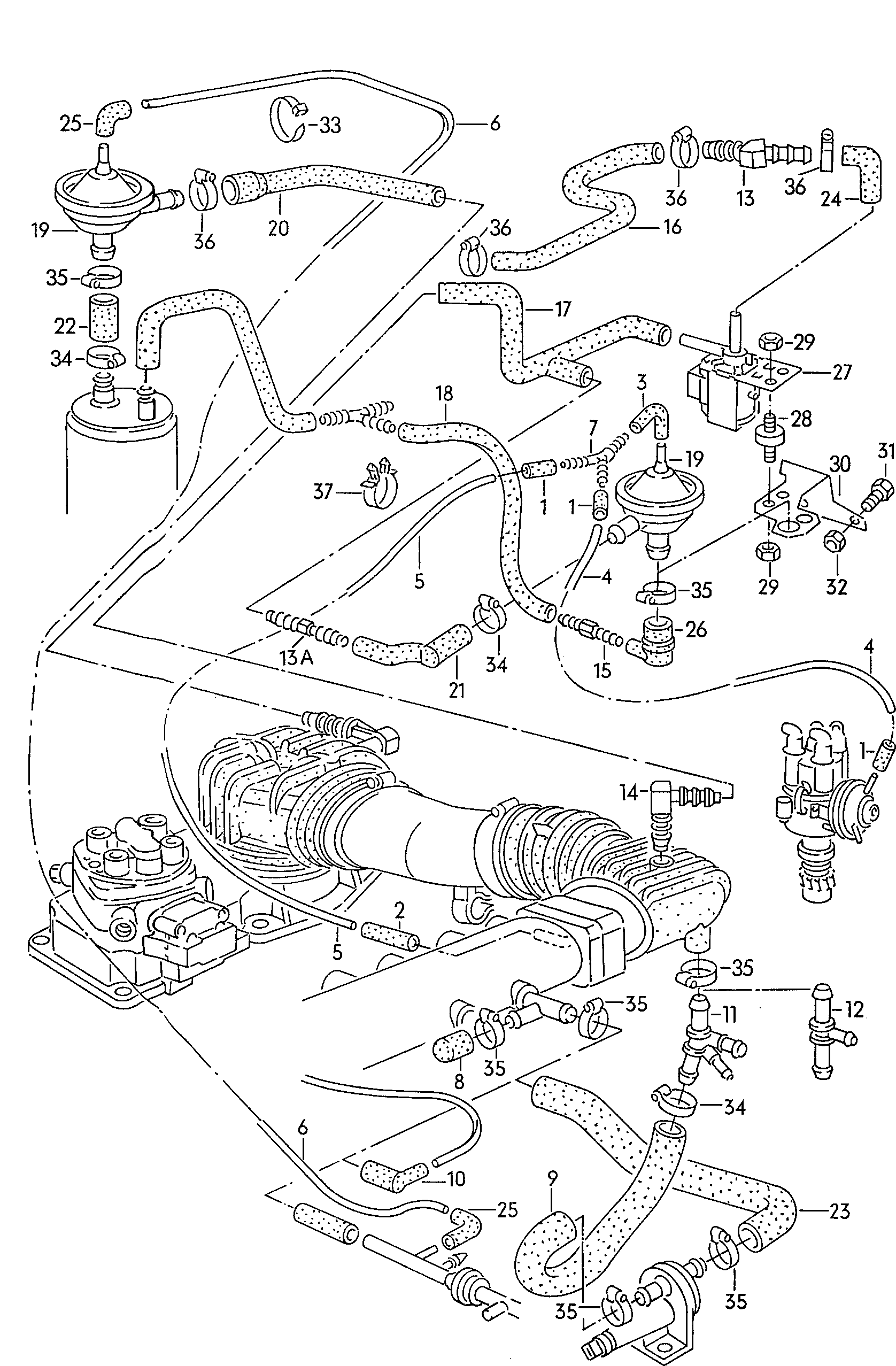 UnterdruckanlageAktivkohlefilteranlage 1,8Ltr. - Audi 100/Avant - a100