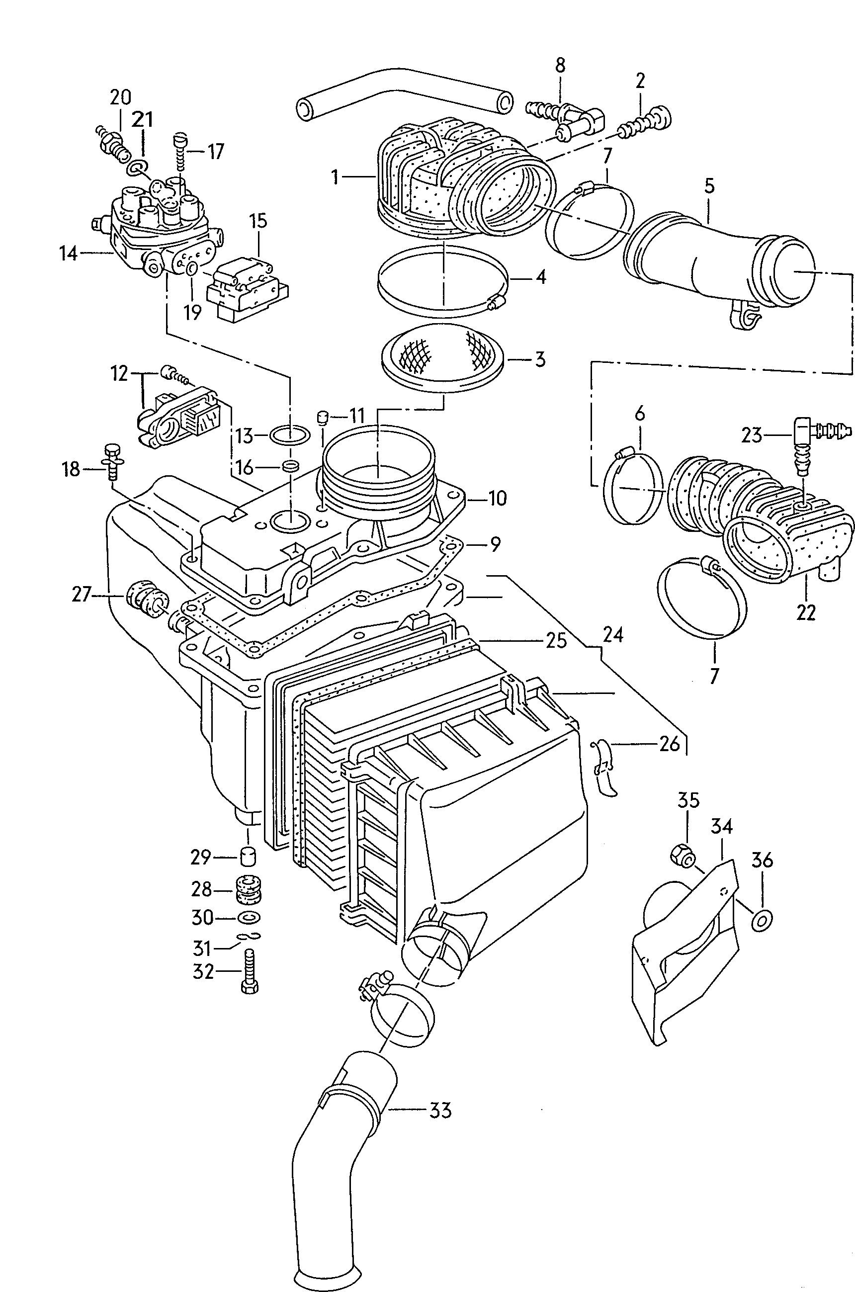air flow meterfuel metering valveAir filter with connecting<br>parts 1.8ltr. - Audi 100/Avant - a100