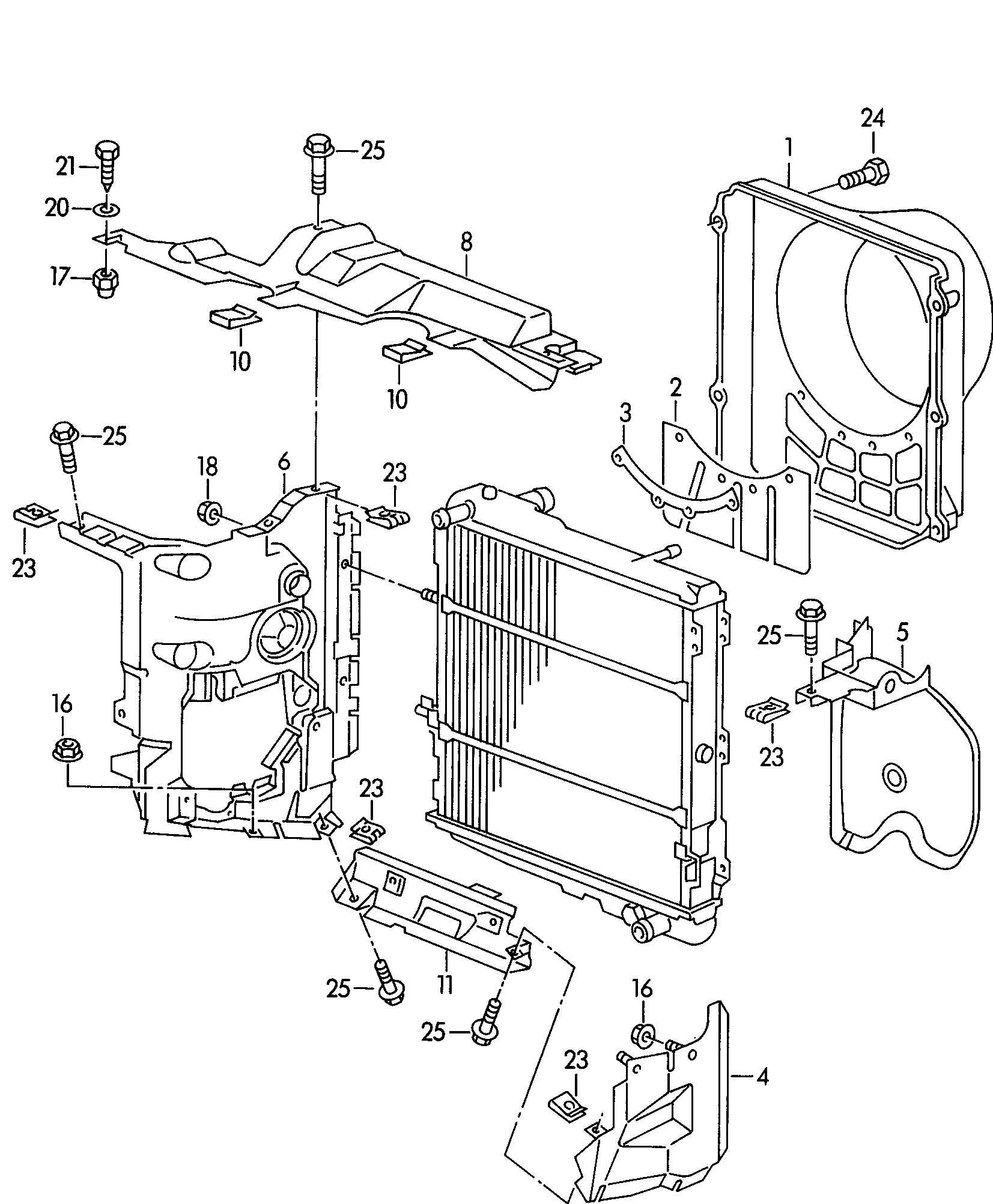 obudowa chlodnicykierownica powietrza  - Audi 80/90/Avant - a80