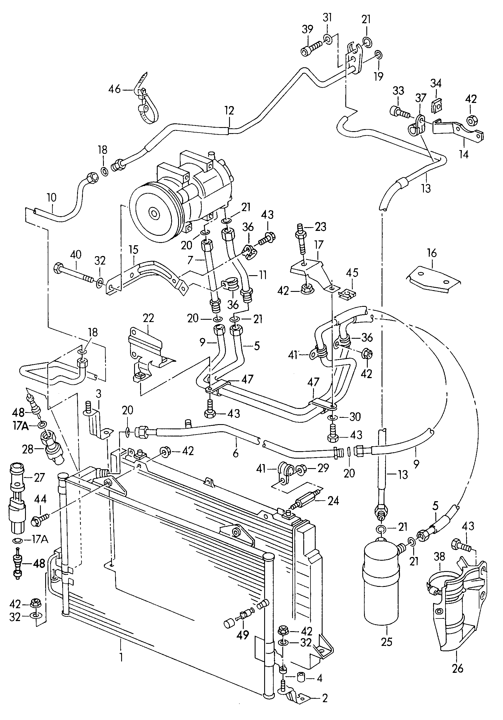 A/C condenserfluid container with<br>connecting parts  - Audi Cabriolet - aca