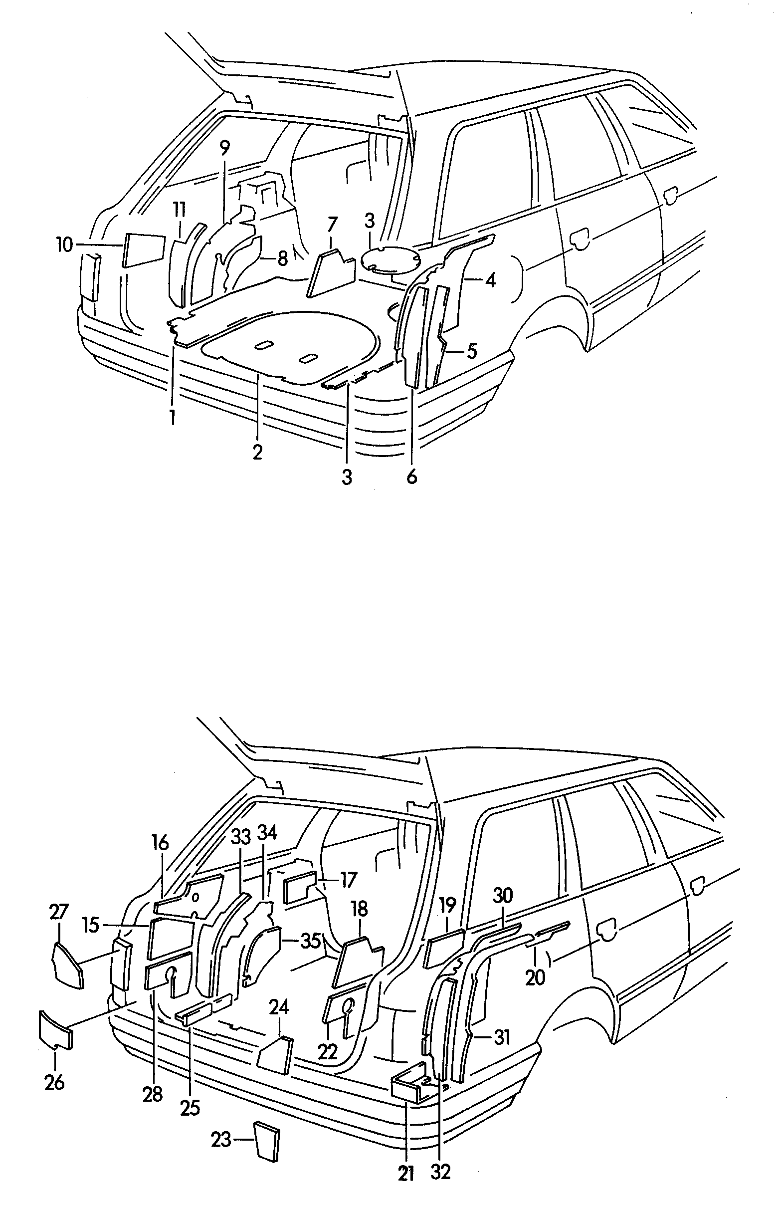 Dämpfung für Koffer-<br>boden  - Audi 80/90/Avant - a80