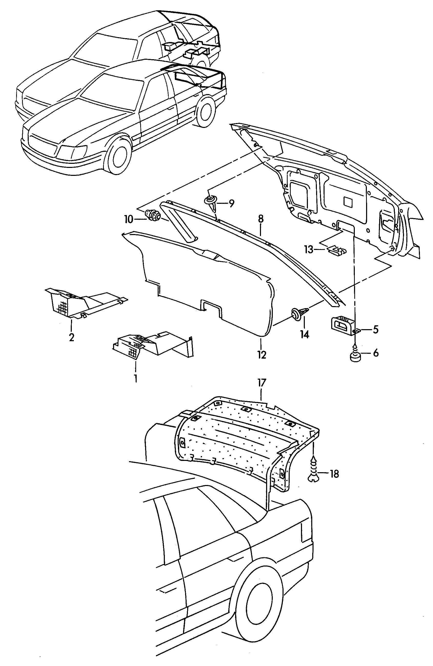 Rear lid trim panel  - Audi 80/90/Avant quattro - a80q