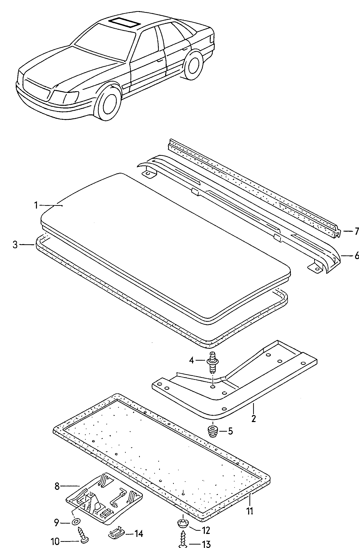 Installation parts for<br>roof attachments  - Audi 80/90 - a80