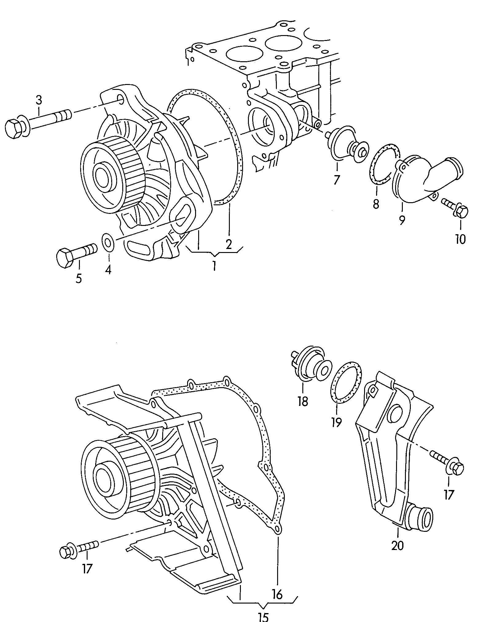 Kühlmittelpumpe  - Audi 80/90/Avant - a80