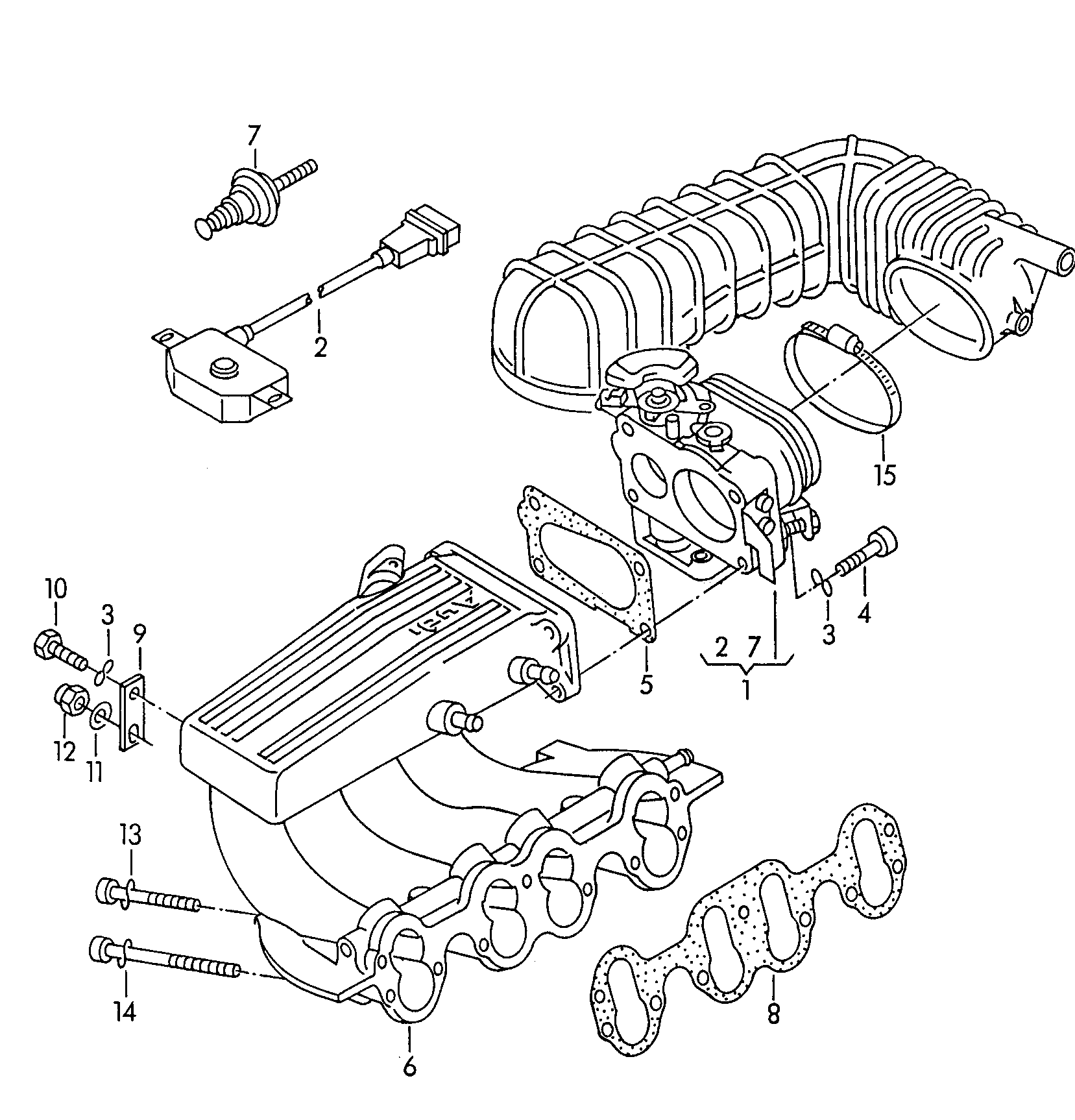 Корпус дроссельной заслонкиВпускной патрубок 1,8 л. - Audi 100/Avant - a100
