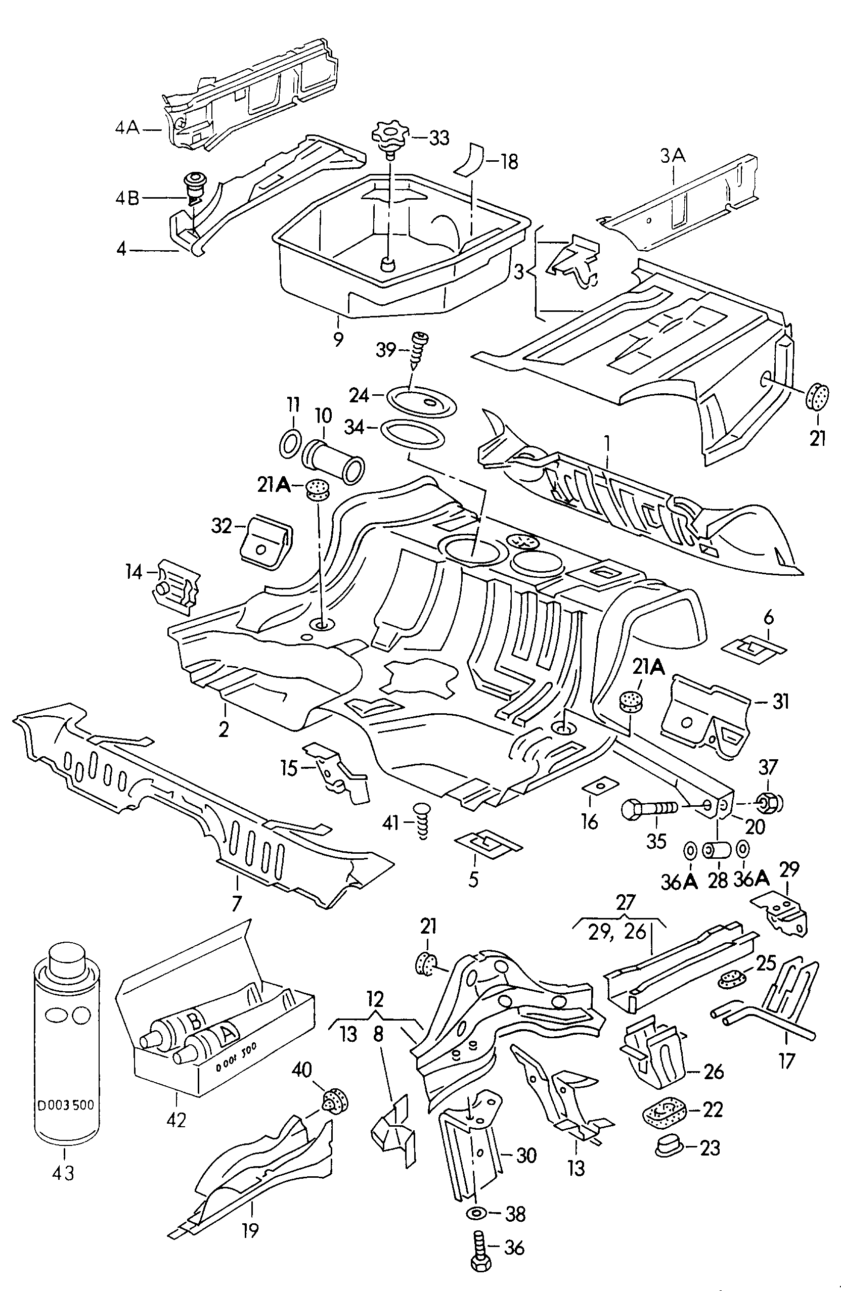 floor assembly rear - Audi 100 - a10