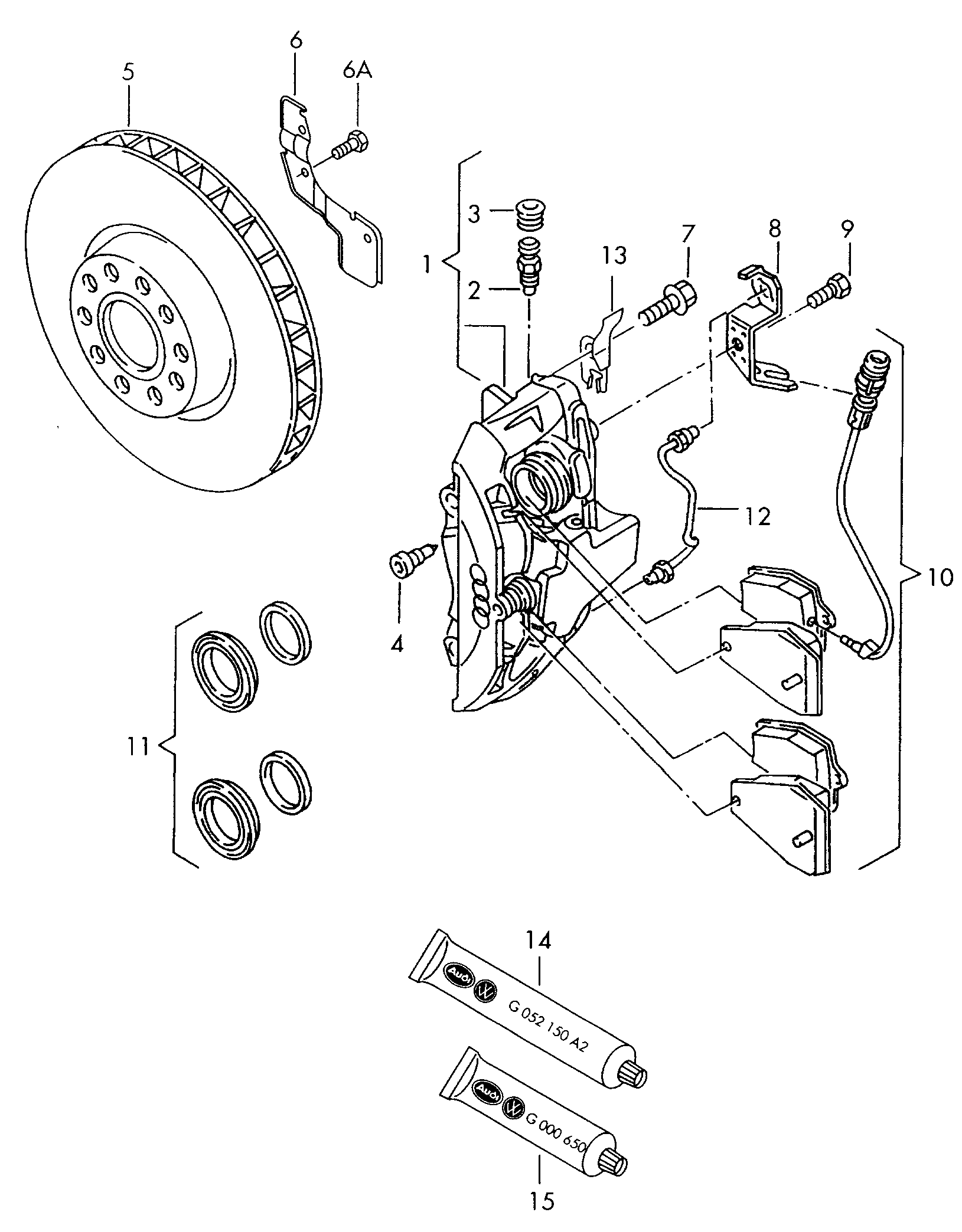 floating caliper<br>Brake disc (vented)<br> F             >> 4B-X-060 000<br/> front - Audi A6/Avant - a6
