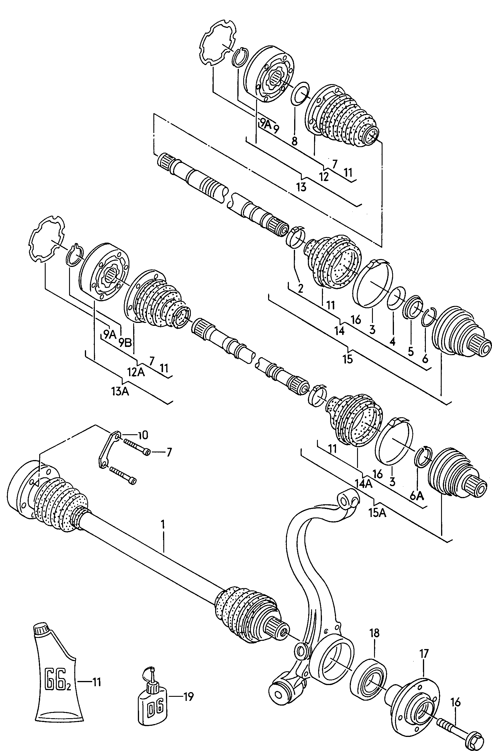 Arbre de transmissionMoyeu de roue  - Audi 80/90/Avant quattro - a80q