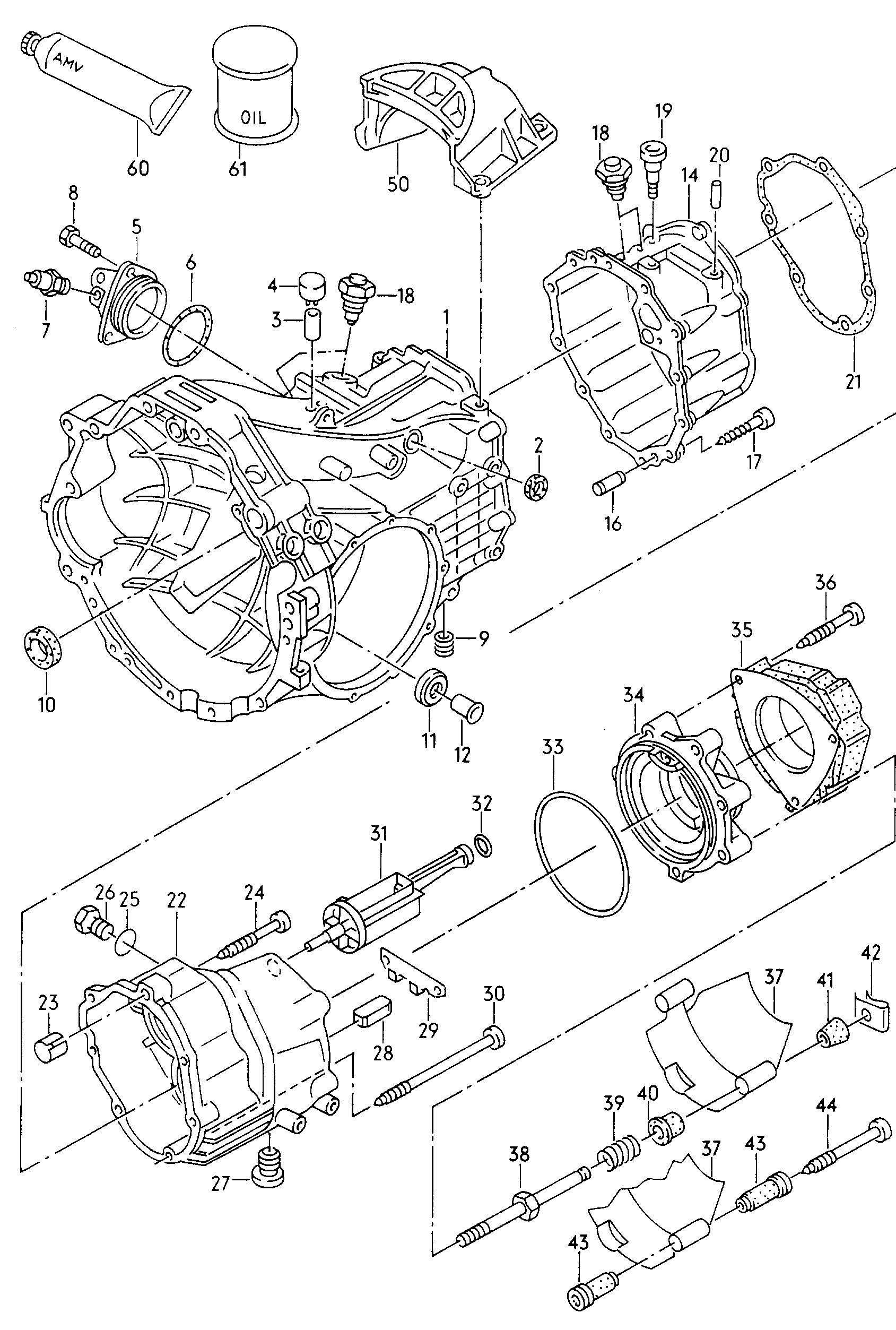Картер коробки передачдля 6-ступен. механической КП  - Audi Coupe quattro - acoq
