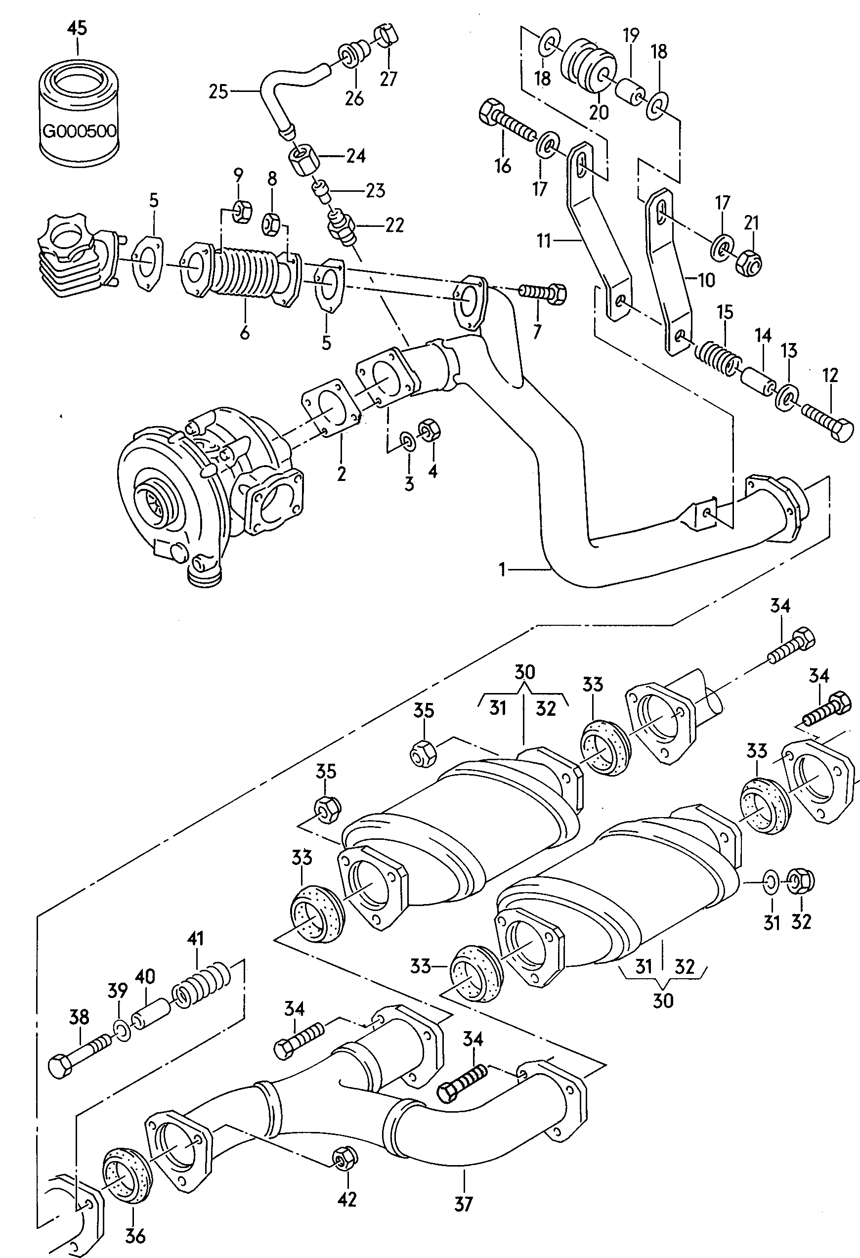 Intermediate pipeCatalytic converter  - Audi Coupe quattro - couq