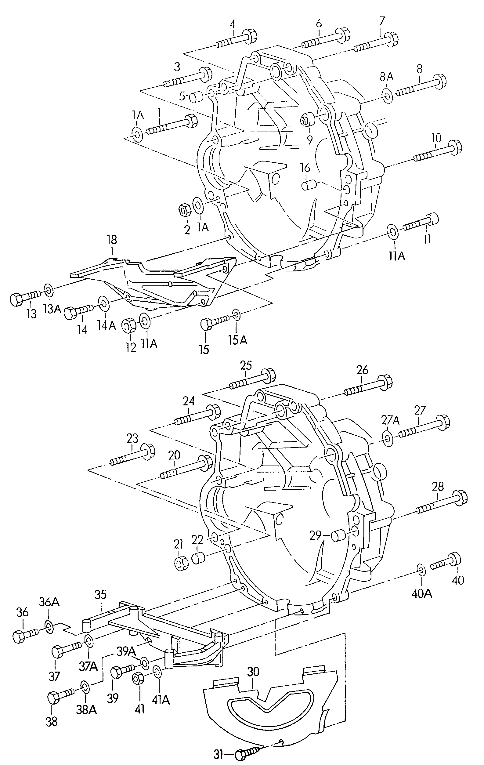 Детали крепления для двигателя<br>и КПдля механической КП Цилиндр 8 - Audi A8/S8 quattro - a8q