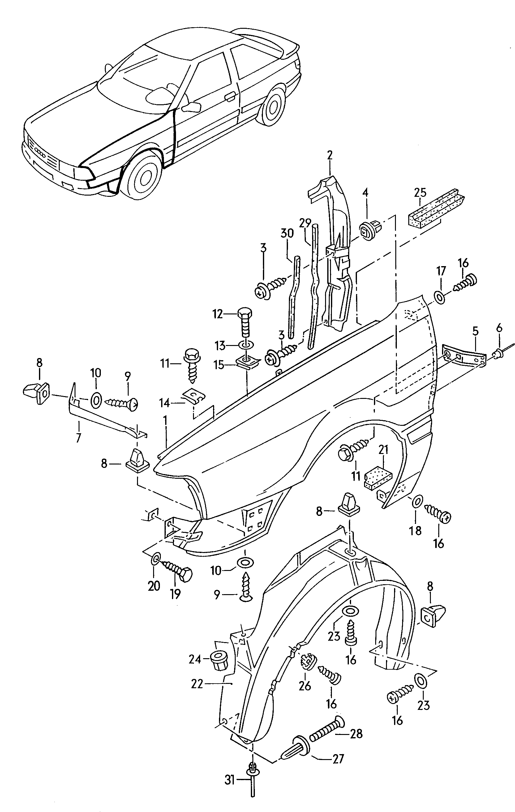 ailecoquille passage roue-plastiqu av - Audi Cabriolet - aca