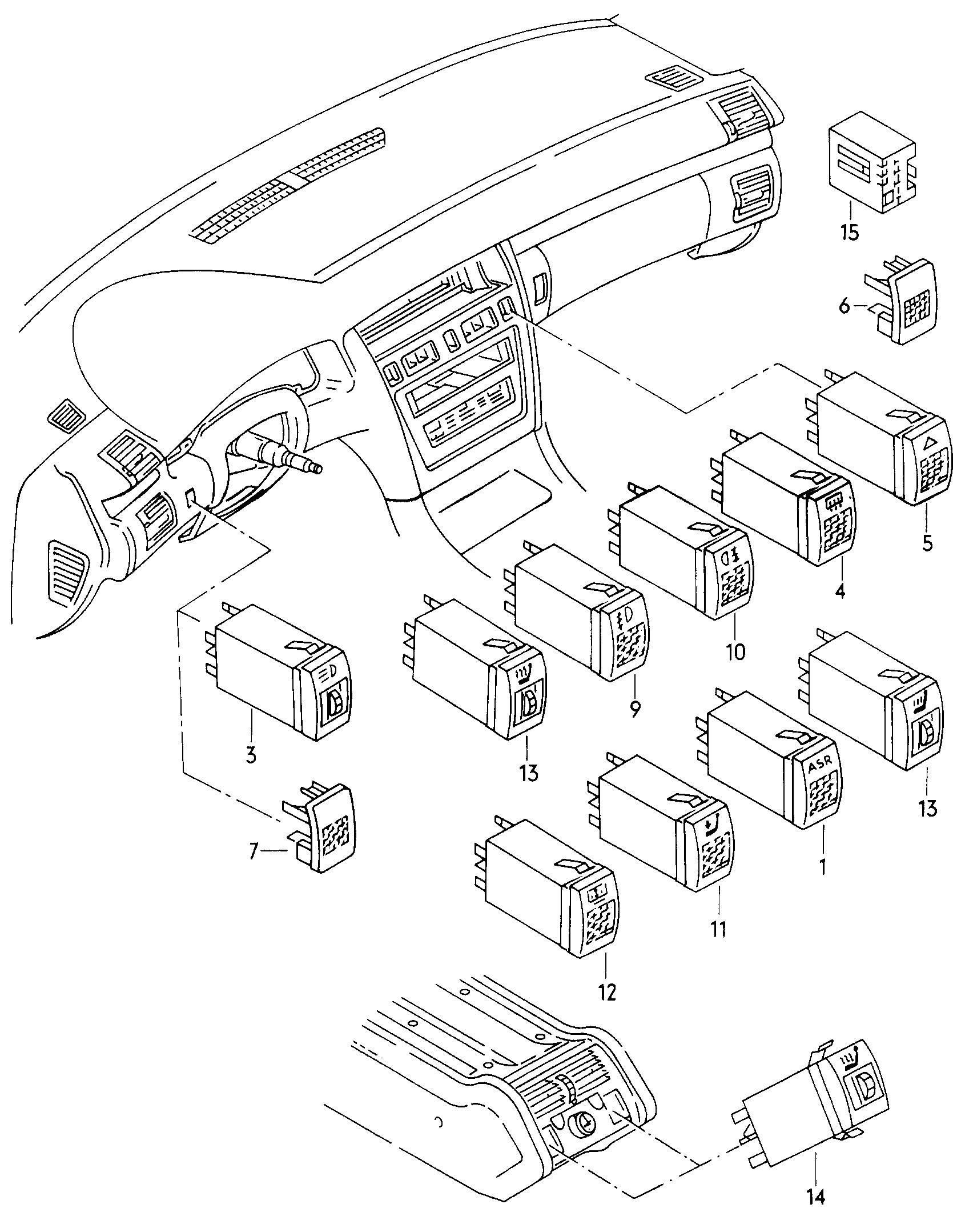 interruttori nella console cen  - Audi A8/S8 quattro - a8q