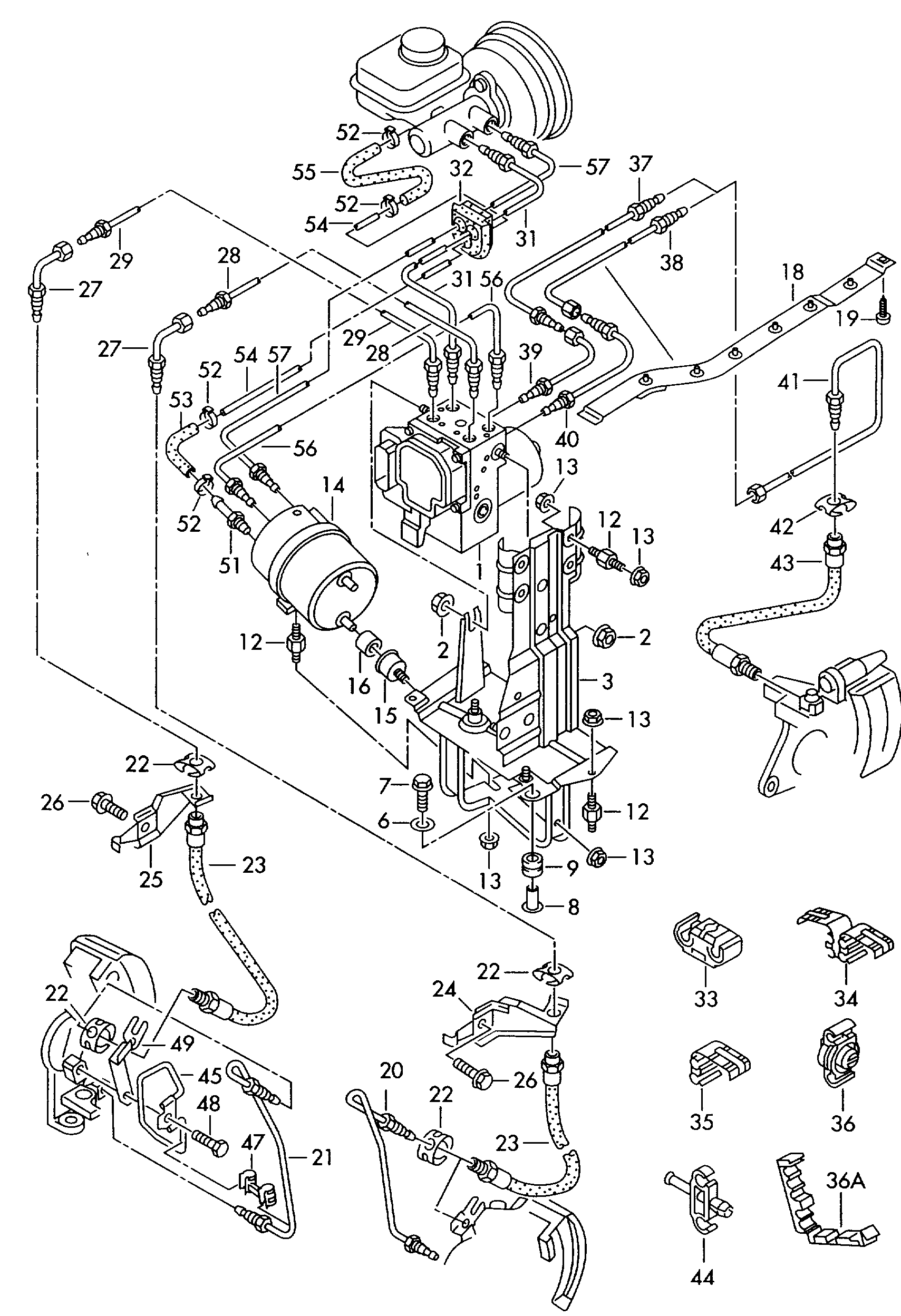 HydraulikpumpeElektronisches Stabilisier-<br>ungsprogramm             -ESP-BremsrohrBremsschlauch  - Audi A8/S8 quattro - a8q