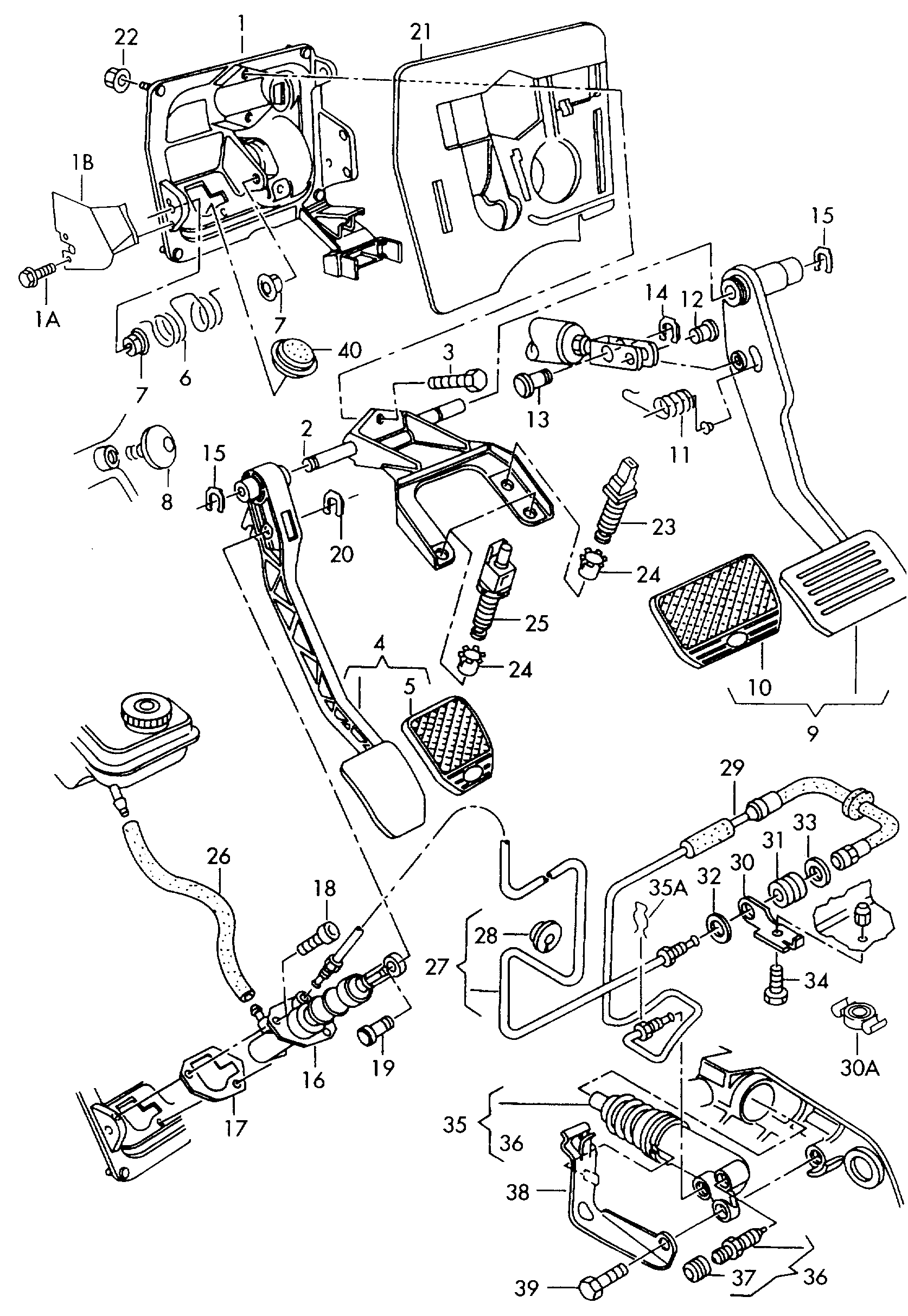 brake and clutch pedals<br>cluster  - Audi A8 - a8