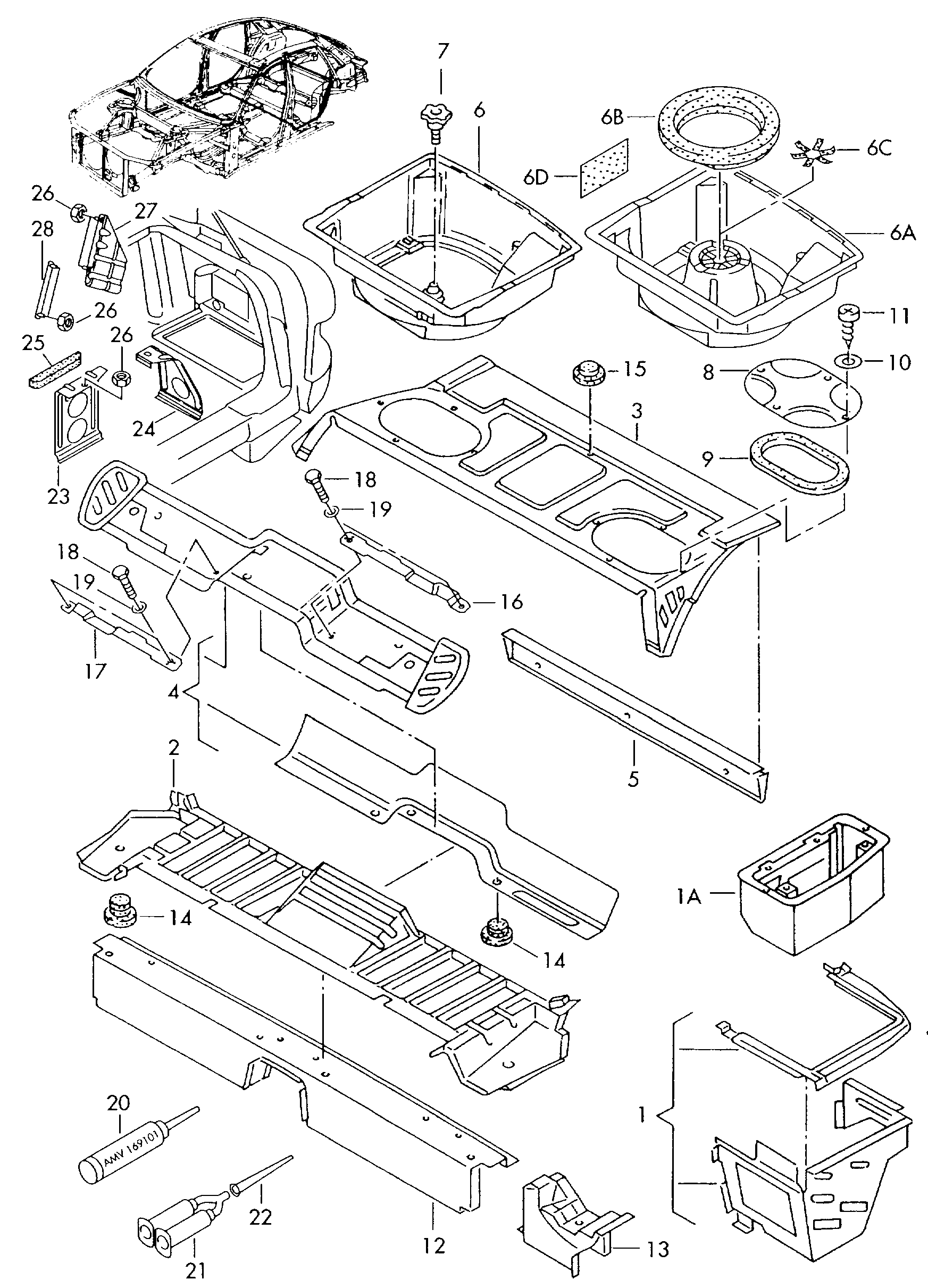 floor assembly rear - Audi A8/S8 qu. - a8q