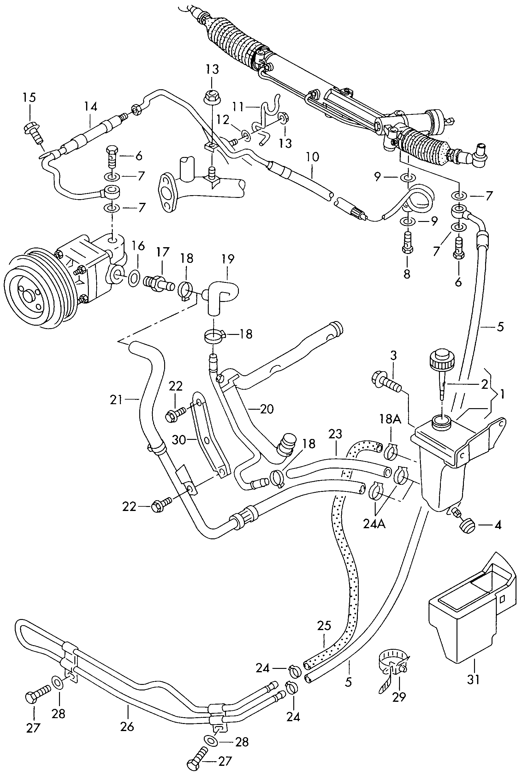 oil container and connection<br>parts, hoses  - Audi A4/S4/Avant - a4q