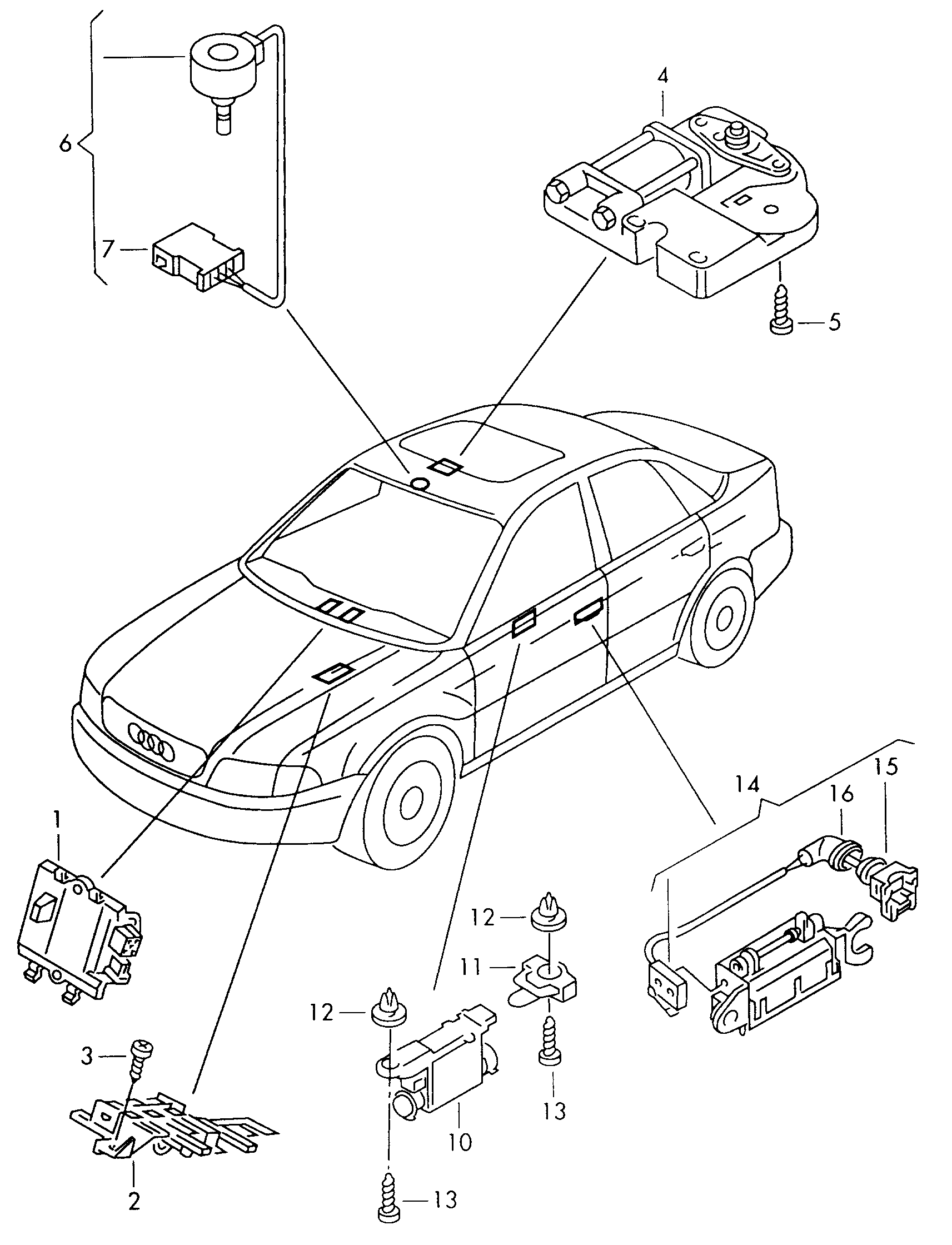 Isıtmalı kilit silindiri için<br>kontr üniteMikro şalter  - Audi A4/Avant - a4