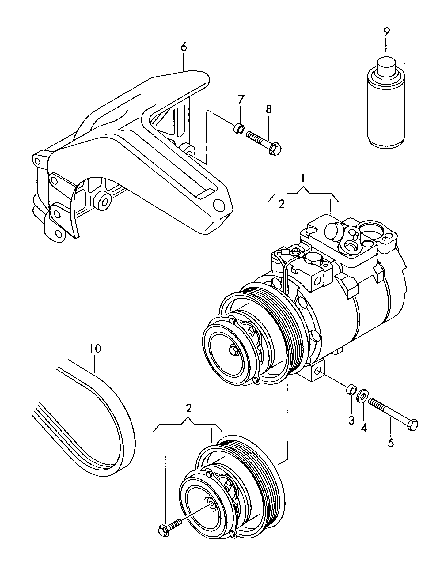A/C compressorconnecting and mounting parts<br>for compressor  - Audi A8/S8 qu. - a8q