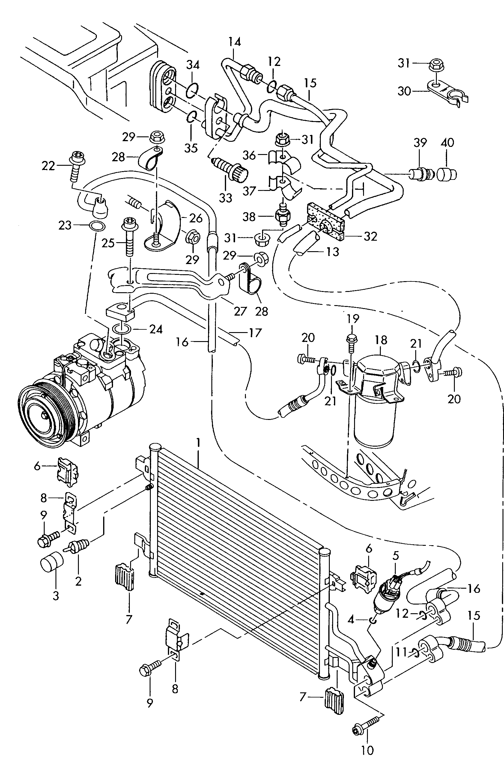A/C condenserrefrigerant circuit  - Audi A8/S8 qu. - a8q
