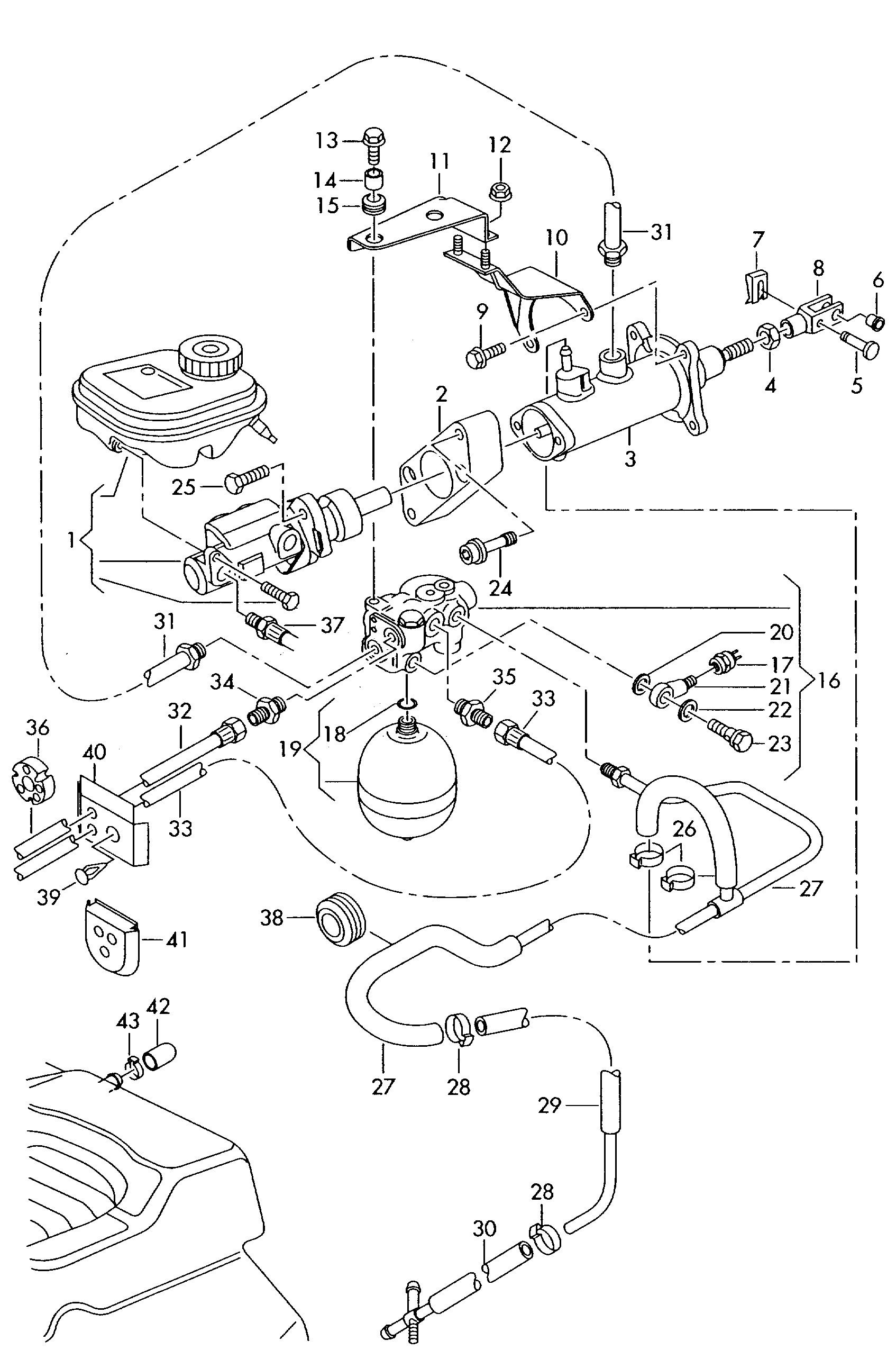brake servo (hydraulic),<br>pressure accumulator and<br>connecting partsfor special armoured vehicle  - Audi A8/S8 quattro - a8q