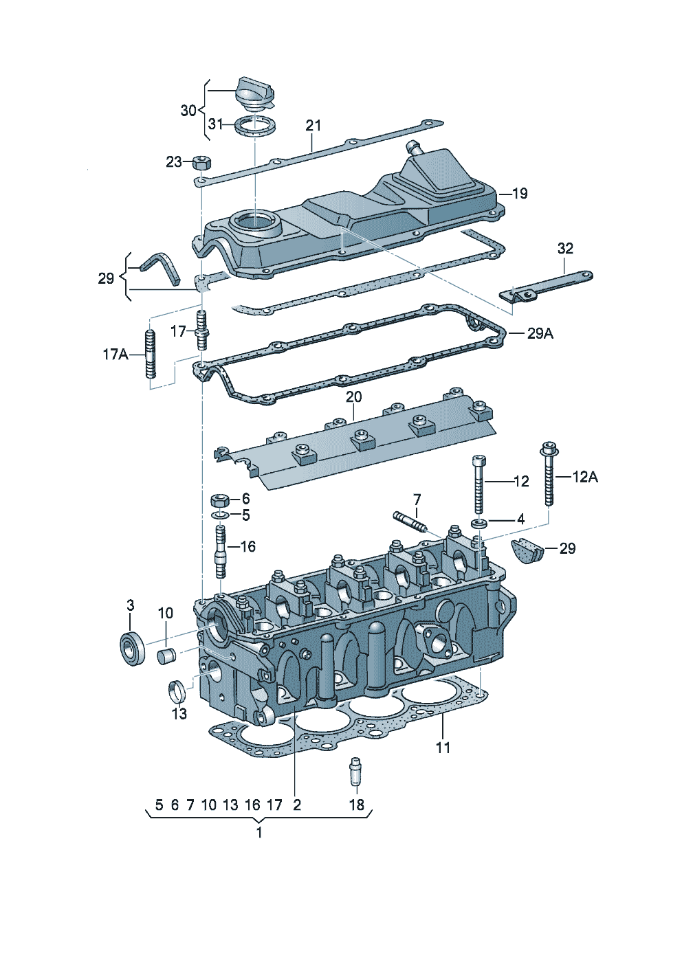 Głowica cylindrówpokrywa rozrzadu 1,6 l - Audi A4/Avant - a4