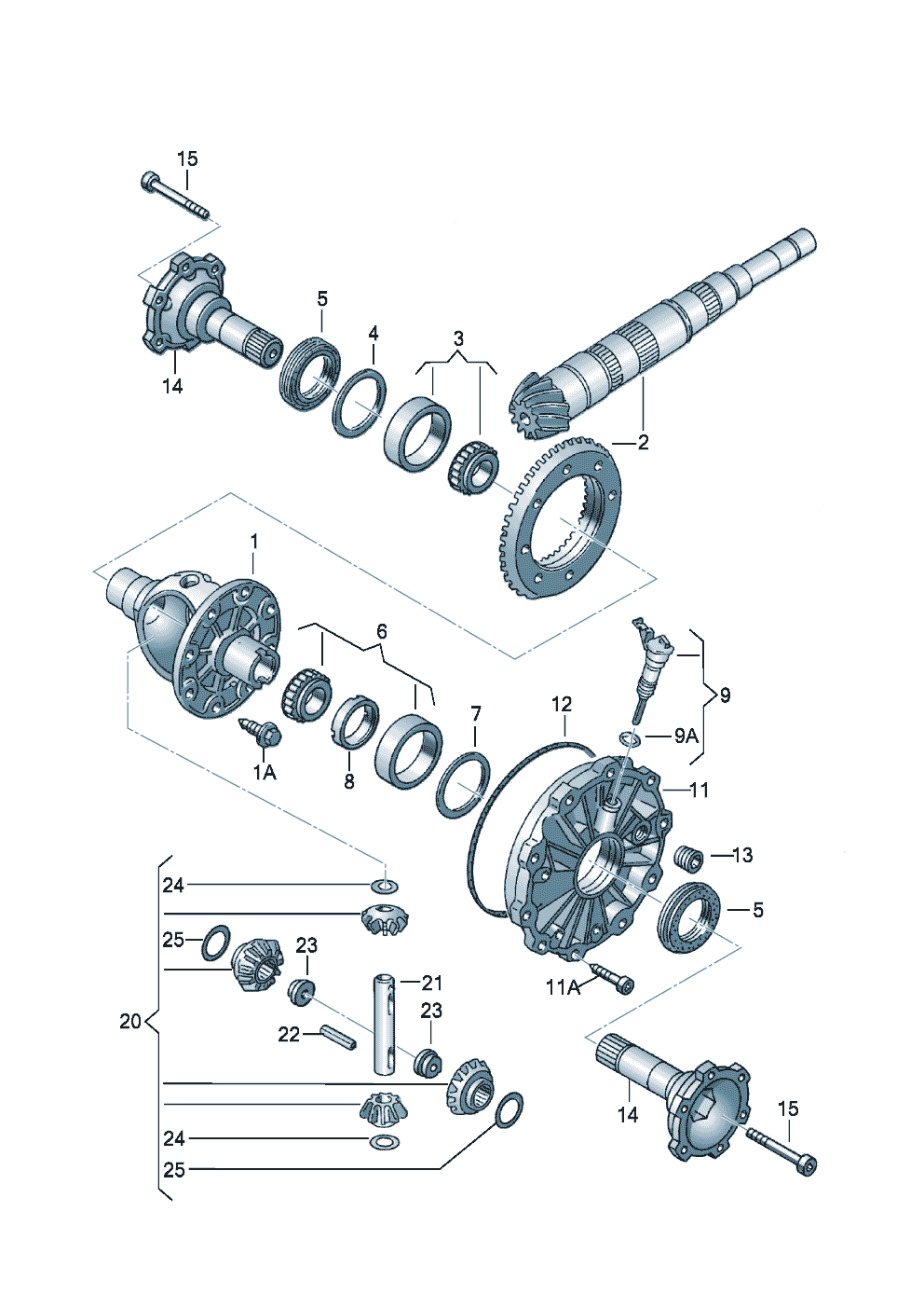 Differentialpinion gear setfor 6 speed manual gearbox 1.9/2.5 ltr. - Audi A6/Avant - a6