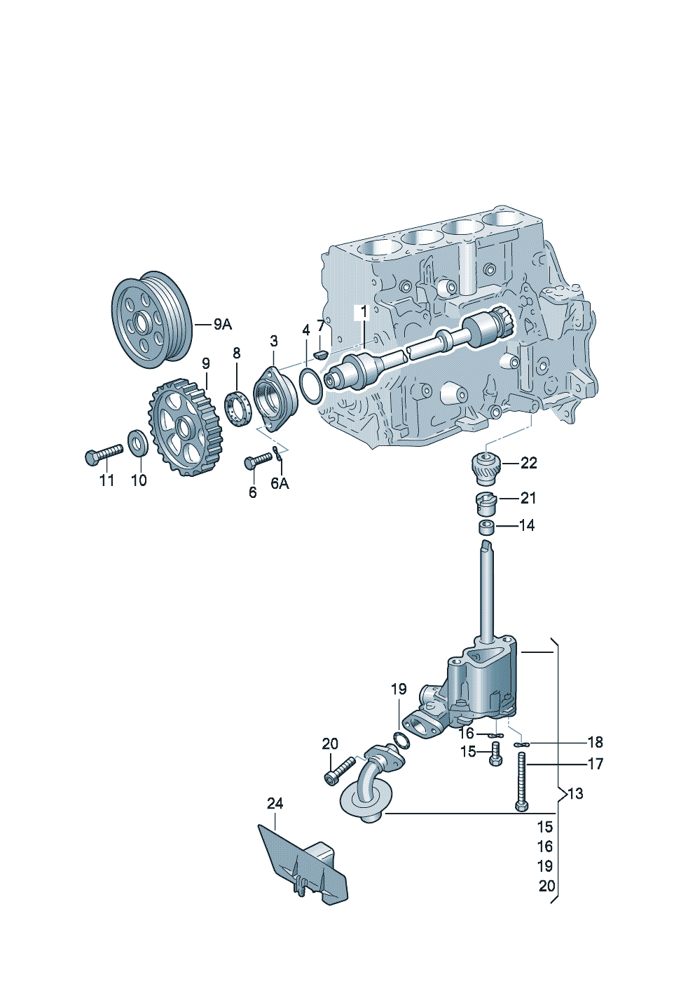 oil pump 1.8-2.0Ltr. - Audi Cabriolet - aca