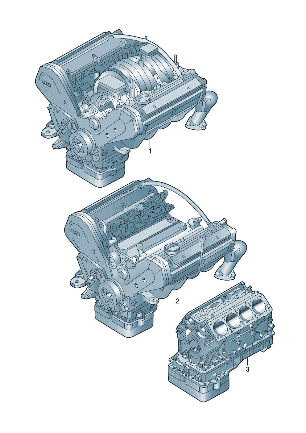 short engine with crankshaft,<br>pistons, oil pump and oil sump  - Audi V8 - v8