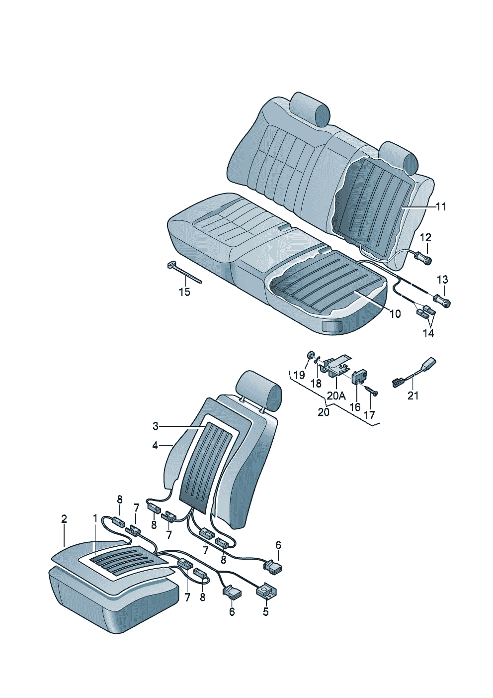 heater element-seatbackrest heater element rear - Audi A8/S8 quattro - a8q