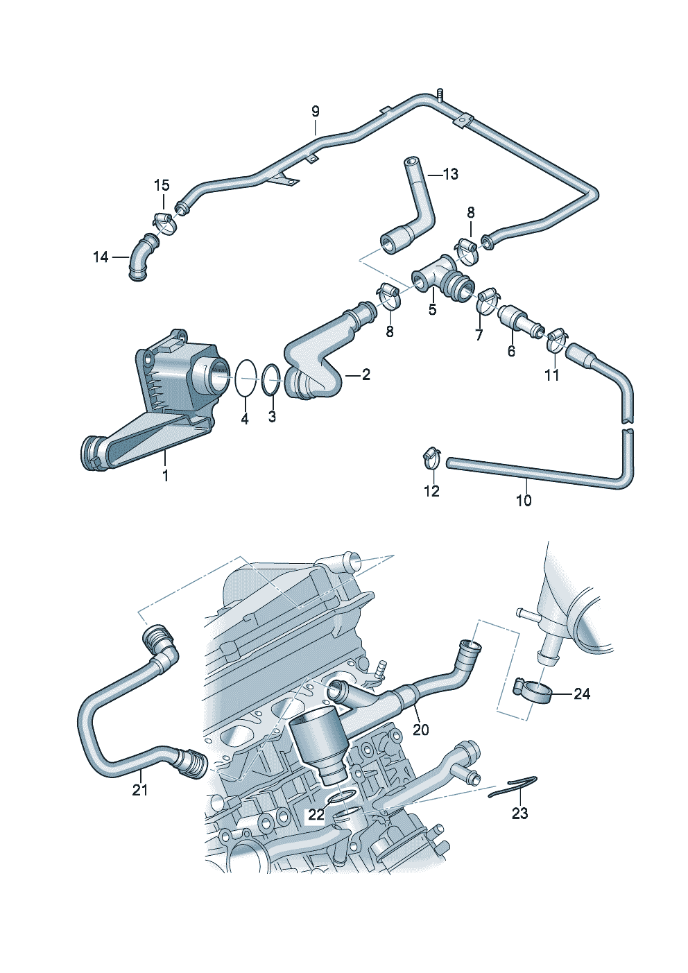 Entlüftung für Zylinderblock 1,8Ltr. - Audi Cabriolet - aca
