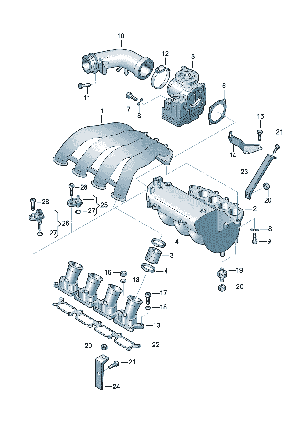Throttle valve control elementIntake connection 1.8ltr. - Audi A4/Avant - a4