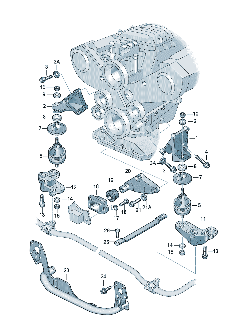 pieces de fixation p. moteur 2,5l - Audi A4/Avant - a4