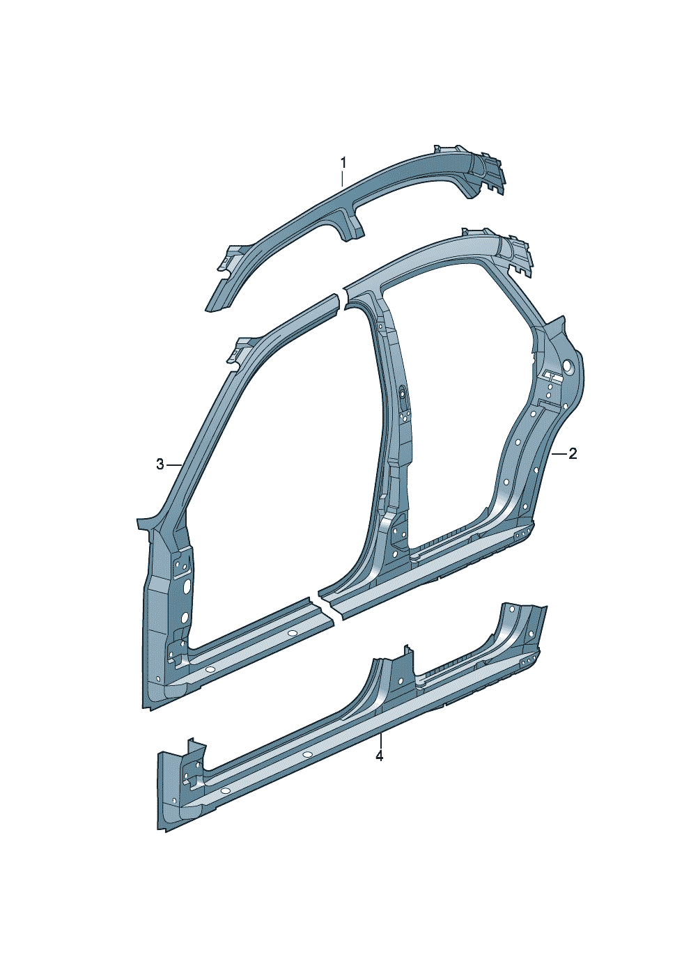 Sectional part - side panel<br>frame  - Audi A4/S4/Avant/quattro - a4q